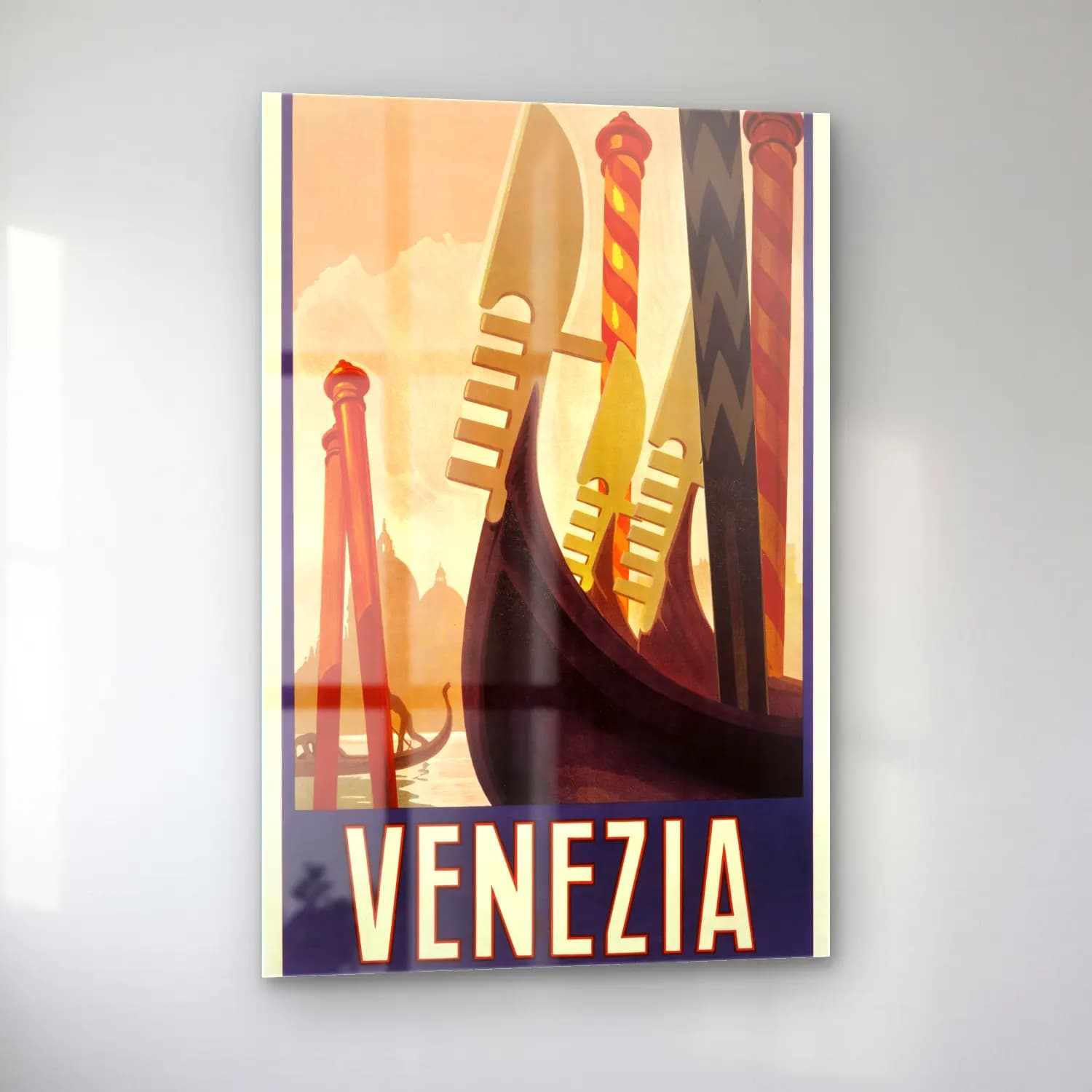 Vintage Poster Venedik Kanalları cam tablo — sol açıdan görünüm