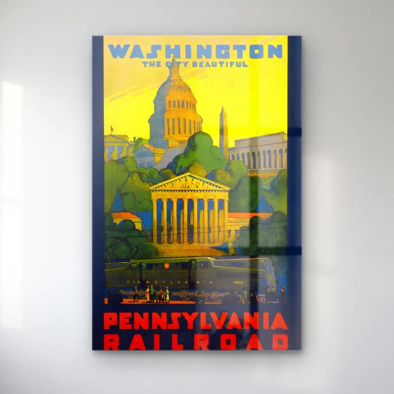 Vintage Poster Tren – Sarı Tonlar cam tablo — Vintage Poster Tren – Sarı Tonlar — vintage poster tren