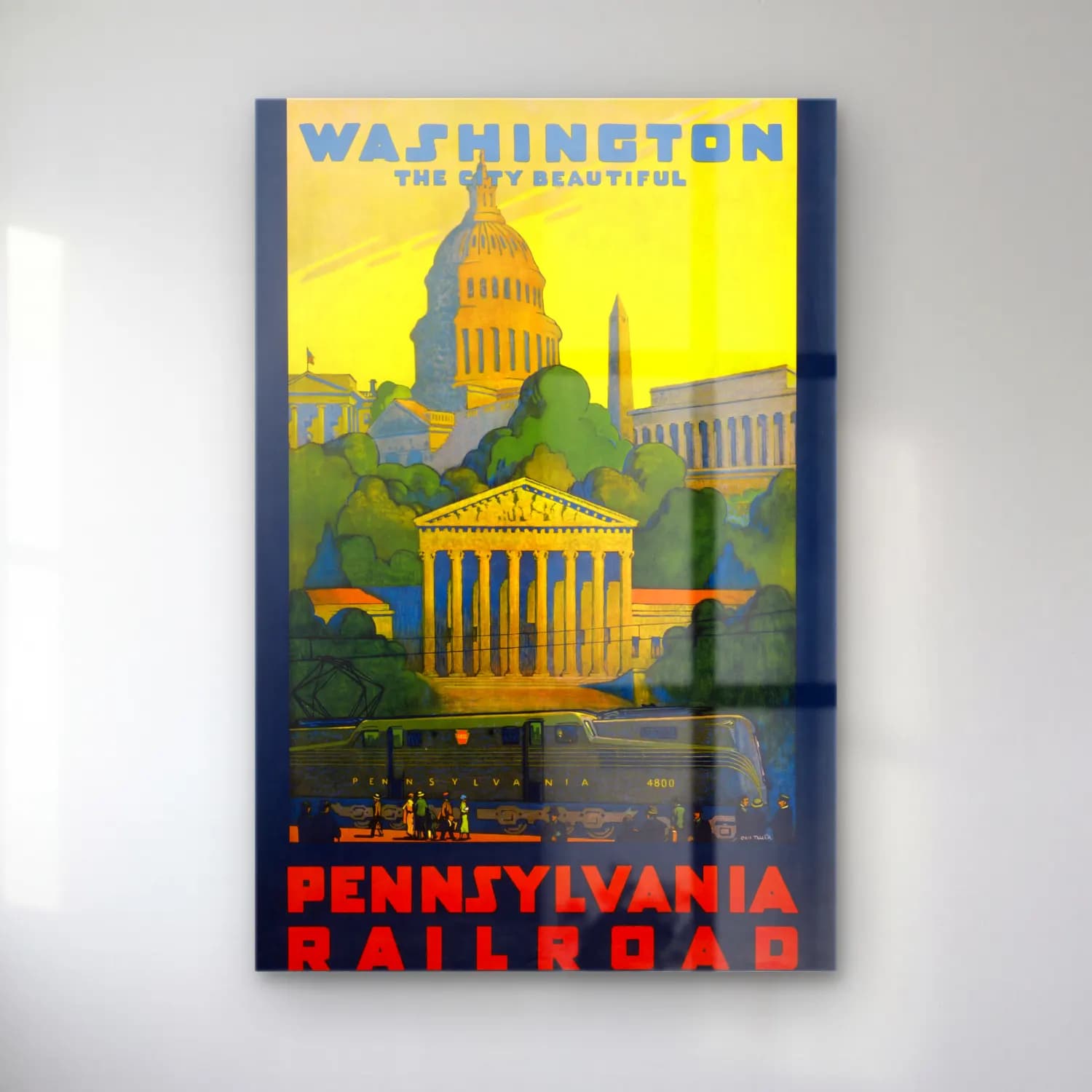 Vintage Poster Tren – Sarı Tonlar cam tablo — Vintage Poster Tren – Sarı Tonlar — vintage poster tren