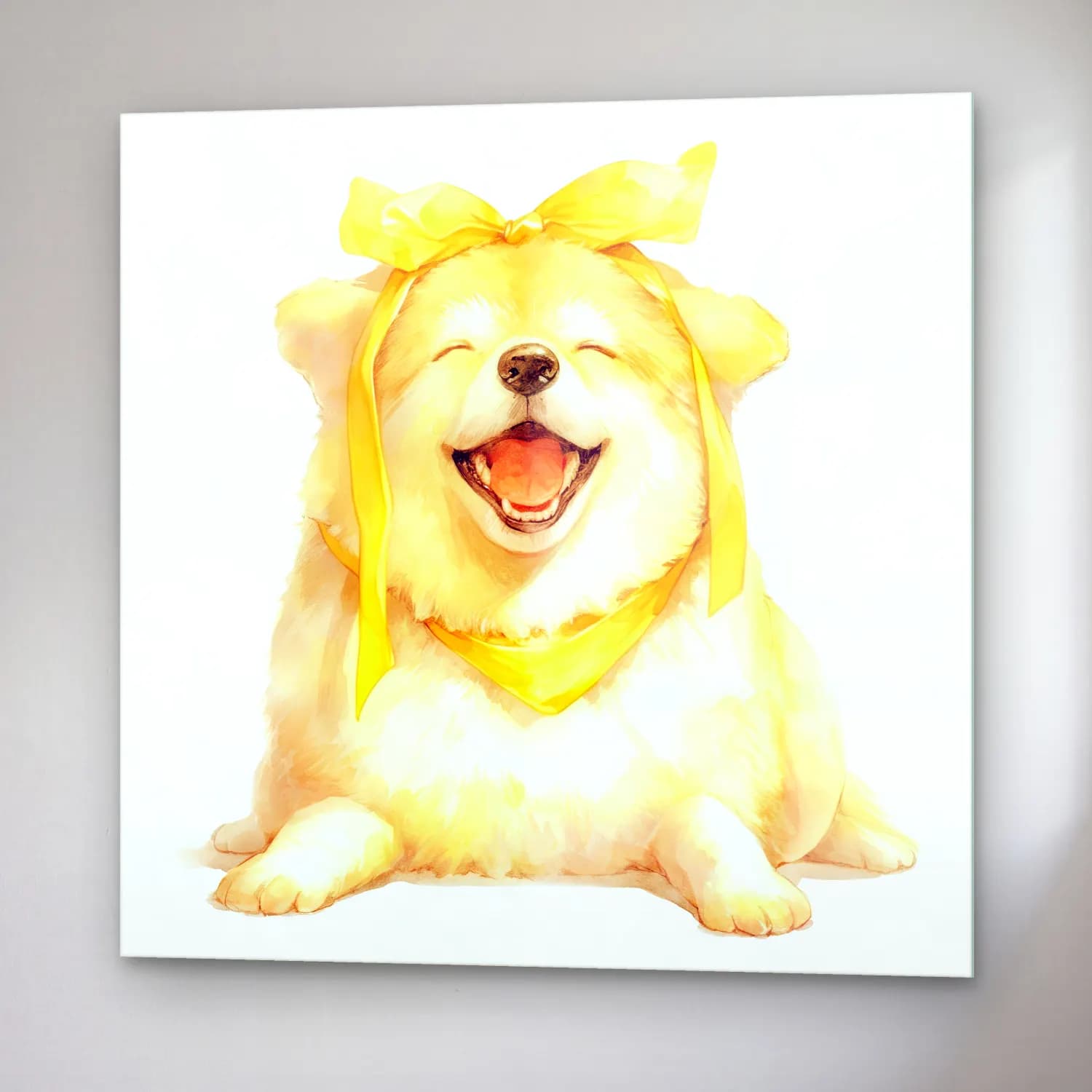 Sevimli İllüstrasyon Köpek No. 4 cam tablo — sağ açıdan görünüm