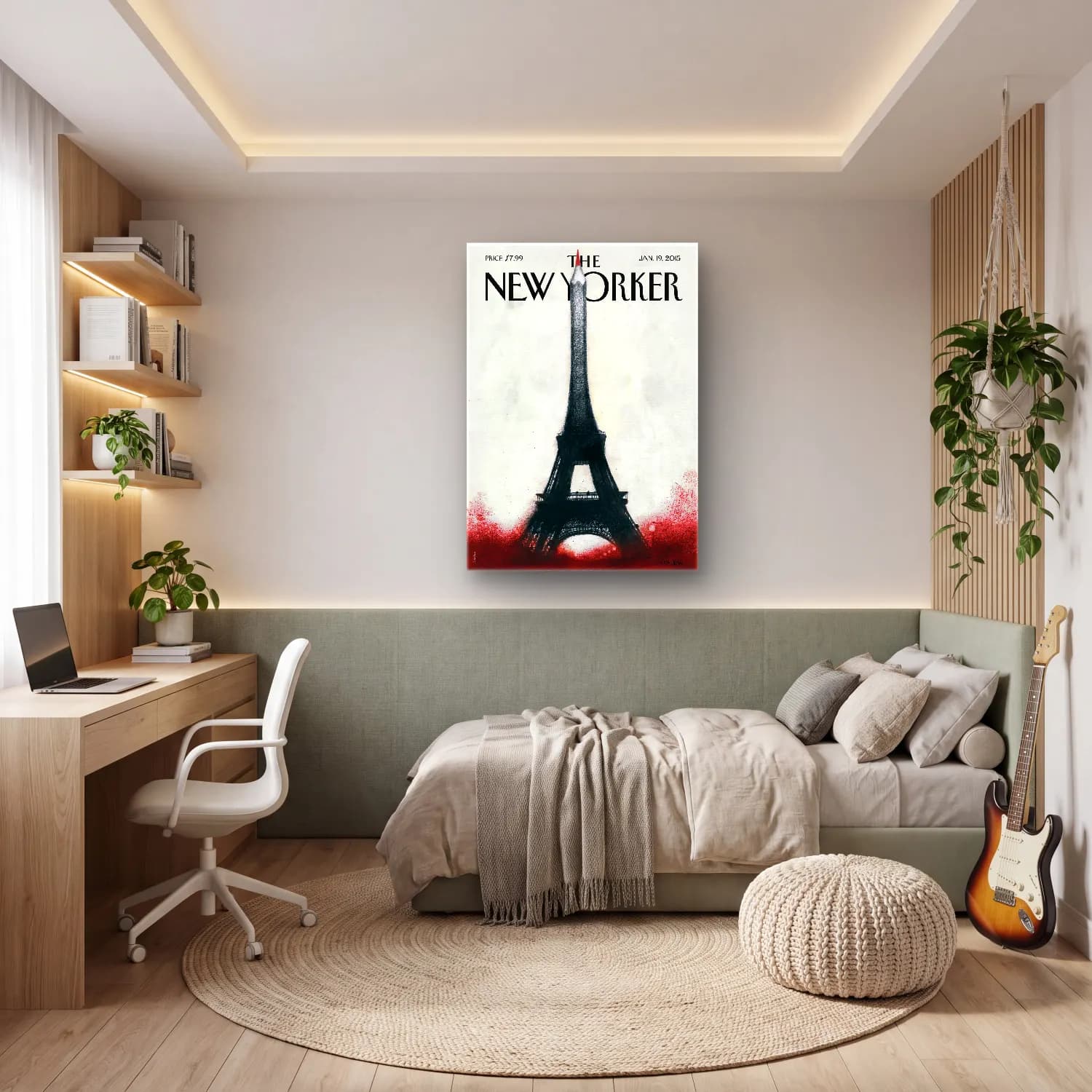 Vintage Poster Paris ve Eyfel Kulesi cam tablo — genç odasında