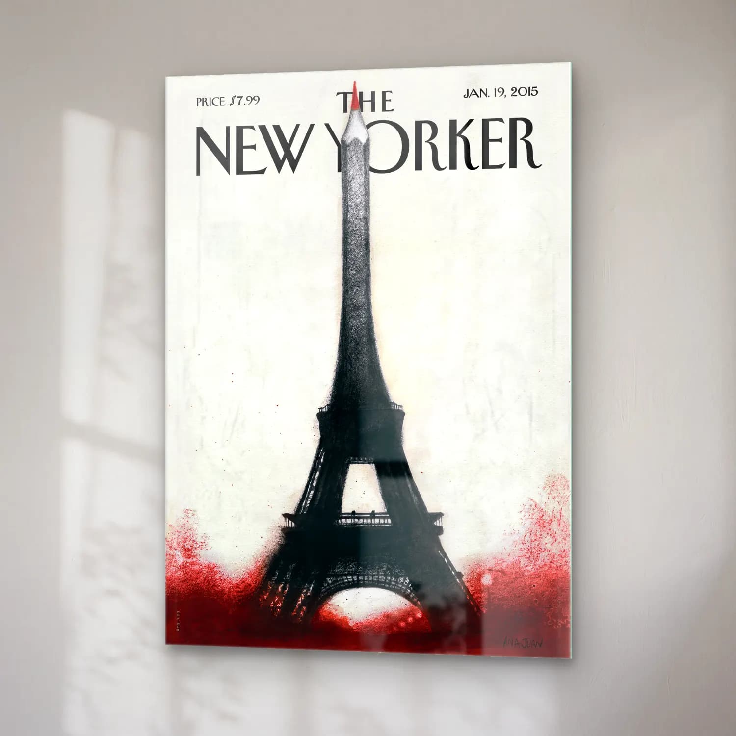 Vintage Poster Paris ve Eyfel Kulesi cam tablo — sağ açıdan görünüm