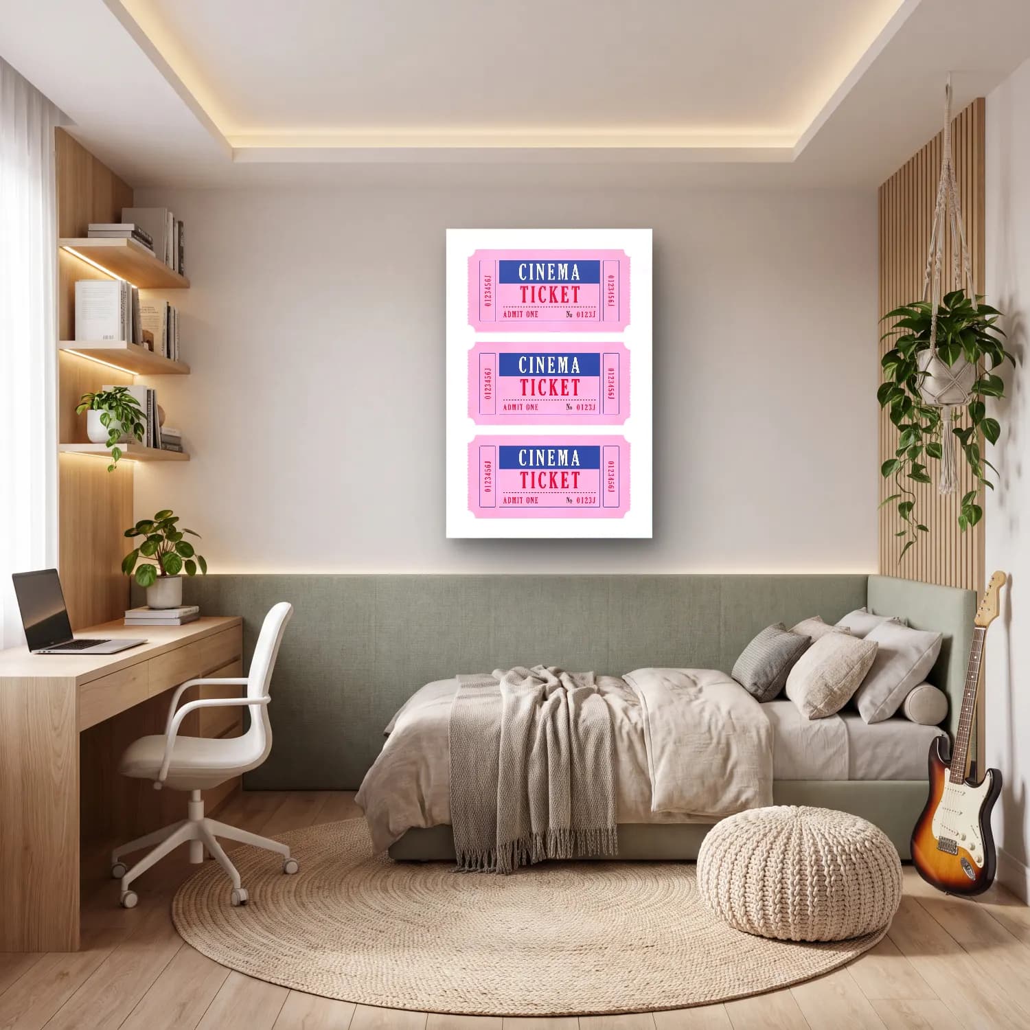 Pastel Yazılı Tasarım No. 29 cam tablo — genç odasında