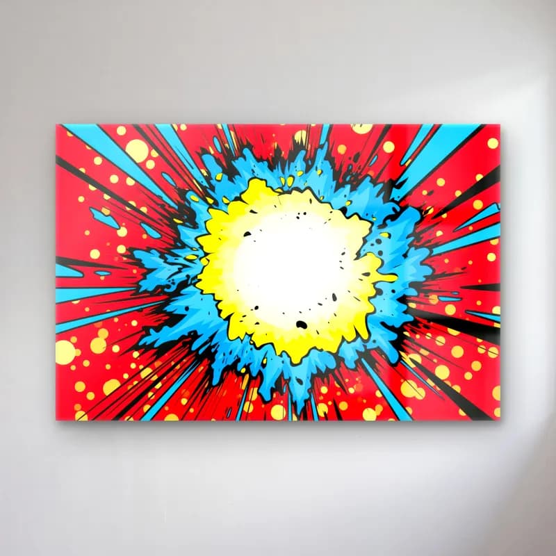 Pop Art Savaş Sahnesi – Sarı Tonlar cam tablo — Pop Art Savaş Sahnesi – Sarı Tonlar — pop art savaş sahnesi