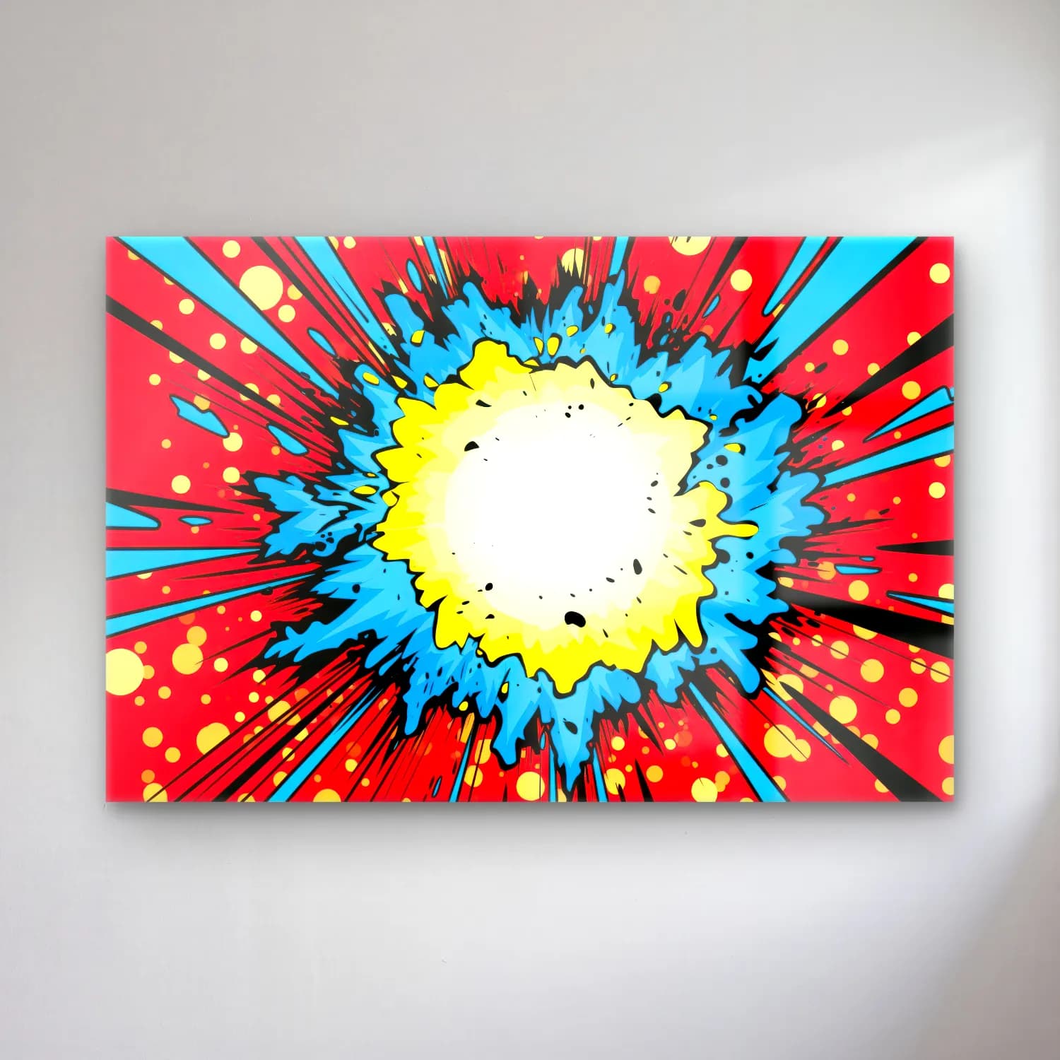 Pop Art Savaş Sahnesi – Sarı Tonlar cam tablo — Pop Art Savaş Sahnesi – Sarı Tonlar — pop art savaş sahnesi