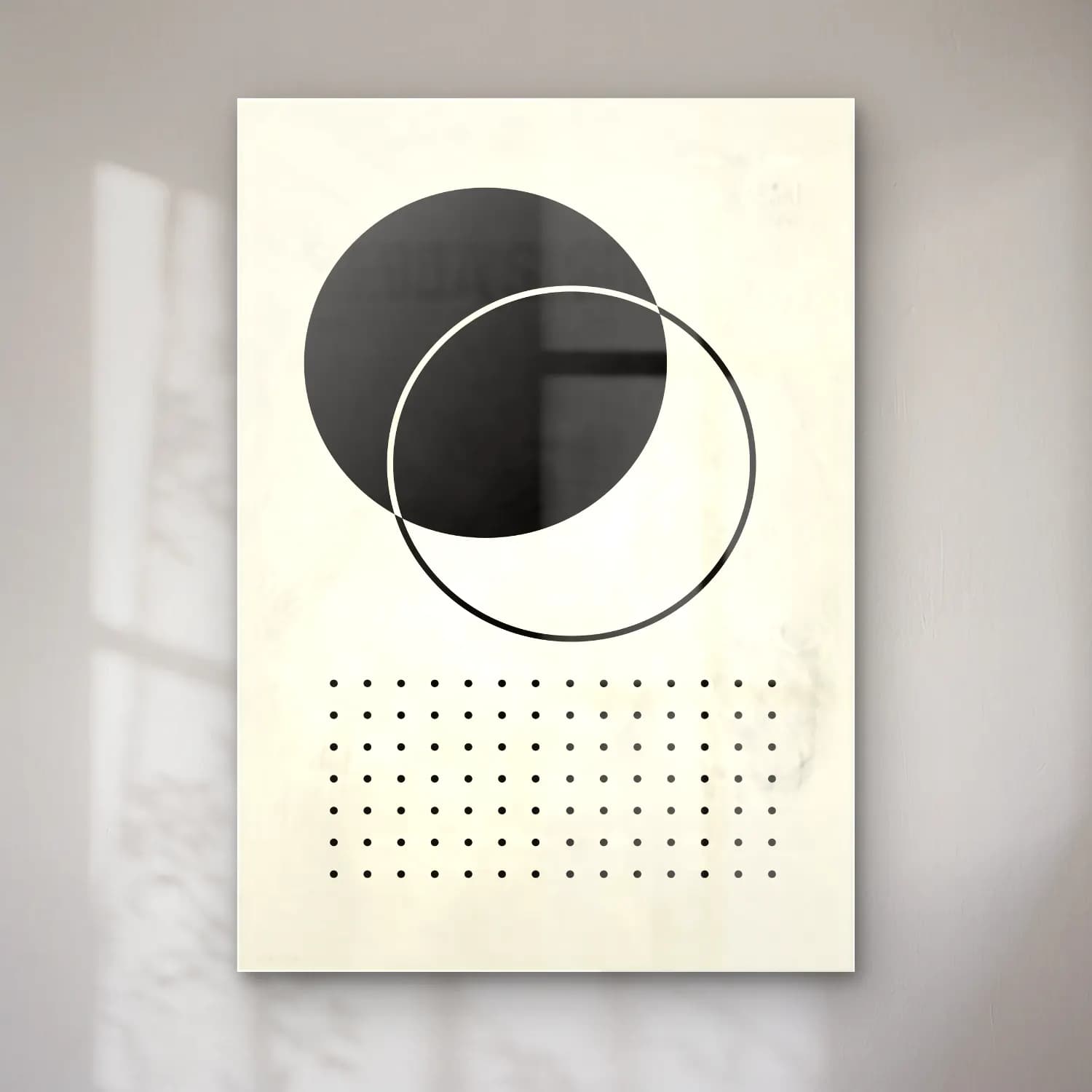 Bauhaus Geometrik Daireler – Siyah Beyaz Tonlar cam tablo — Bauhaus Geometrik Daireler – Siyah Beyaz Tonlar — bauhaus geometrik daireler