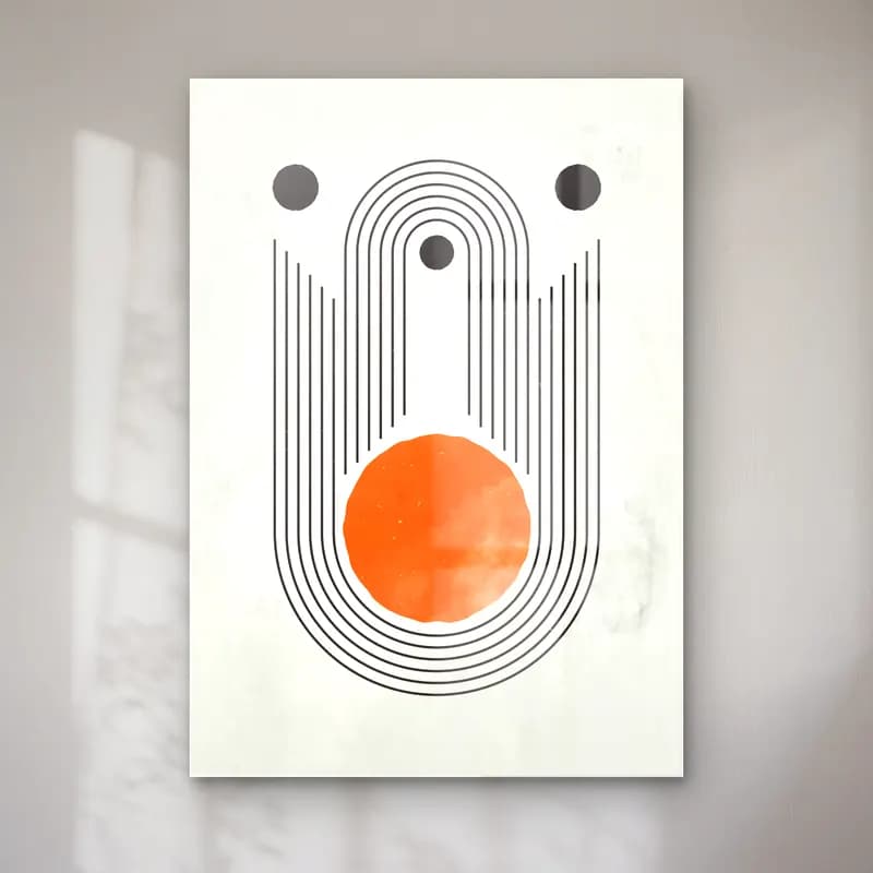 Bauhaus Geometrik Daireler – Turuncu Tonlar cam tablo — Bauhaus Geometrik Daireler – Turuncu Tonlar — bauhaus geometrik daireler