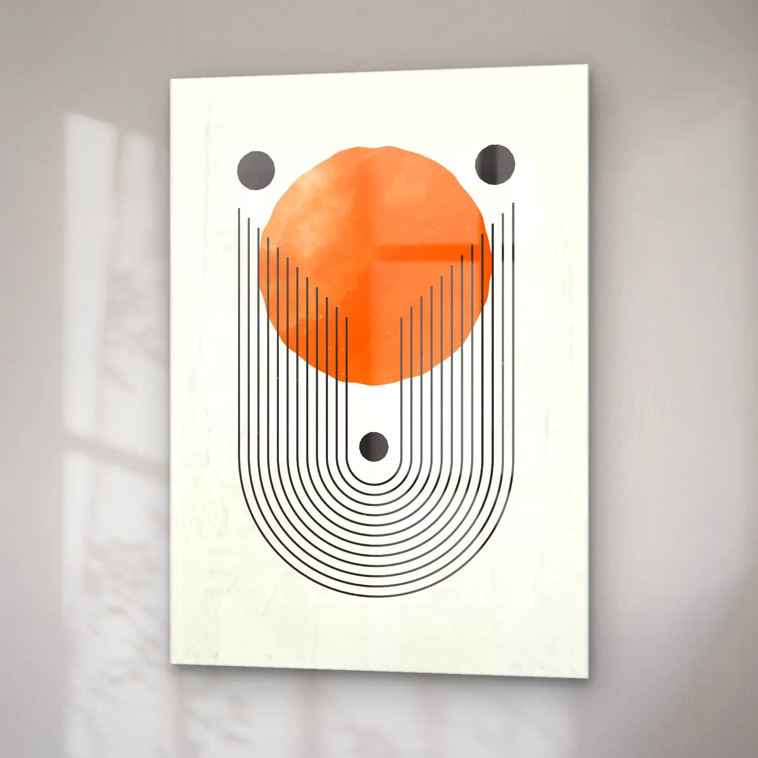 Bauhaus Geometrik Daireler No. 5 cam tablo — sağ açıdan görünüm