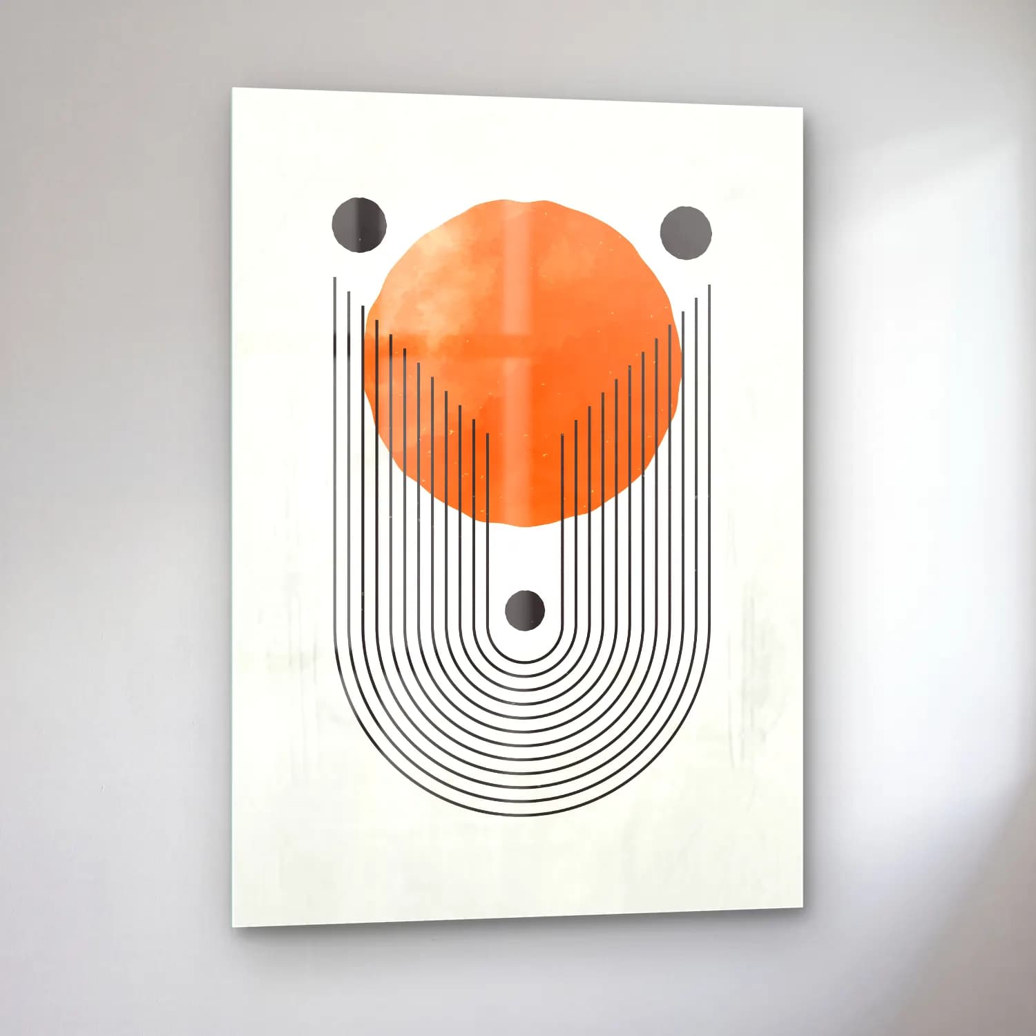 Bauhaus Geometrik Daireler No. 5 cam tablo — sol açıdan görünüm
