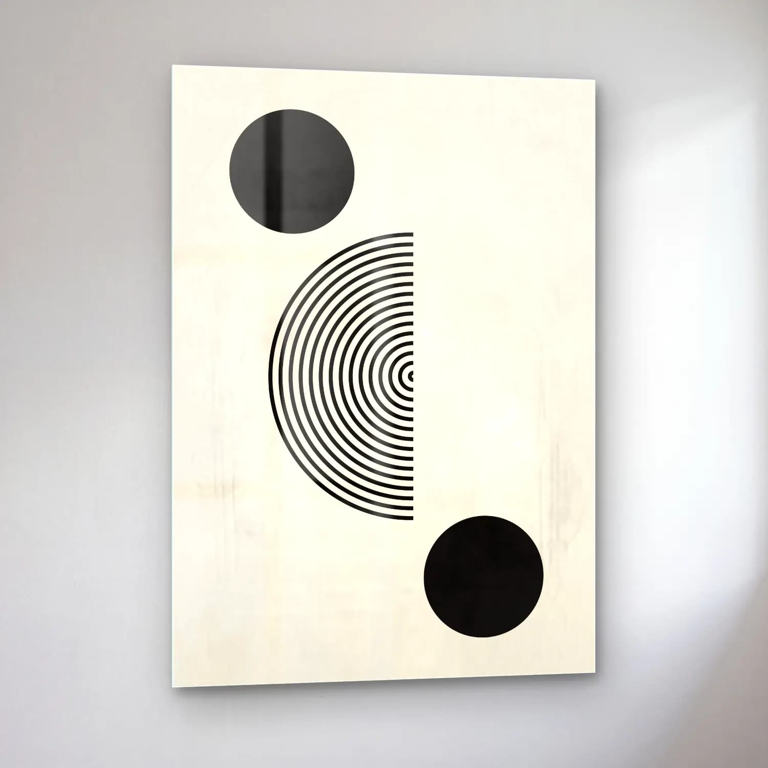Bauhaus Geometrik Daireler No. 6 cam tablo — sol açıdan görünüm