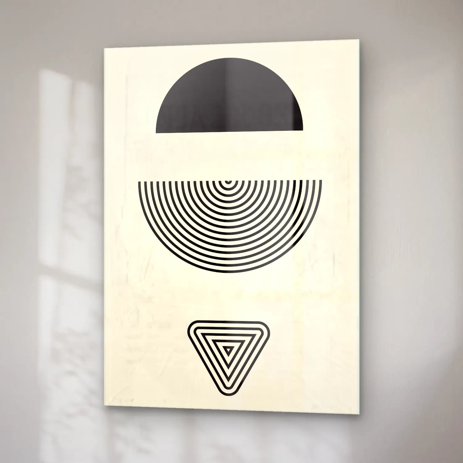 Bauhaus Geometrik Daireler No. 7 cam tablo — sağ açıdan görünüm