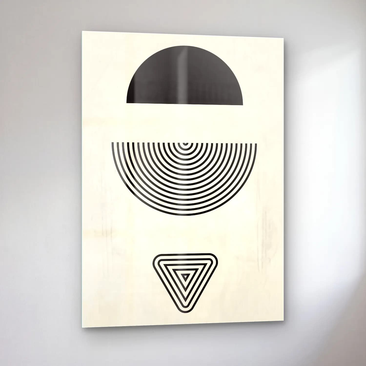 Bauhaus Geometrik Daireler No. 7 cam tablo — sol açıdan görünüm