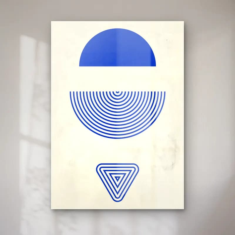 Bauhaus Geometrik Daireler – Mavi Tonlar cam tablo — Bauhaus Geometrik Daireler – Mavi Tonlar — bauhaus geometrik daireler
