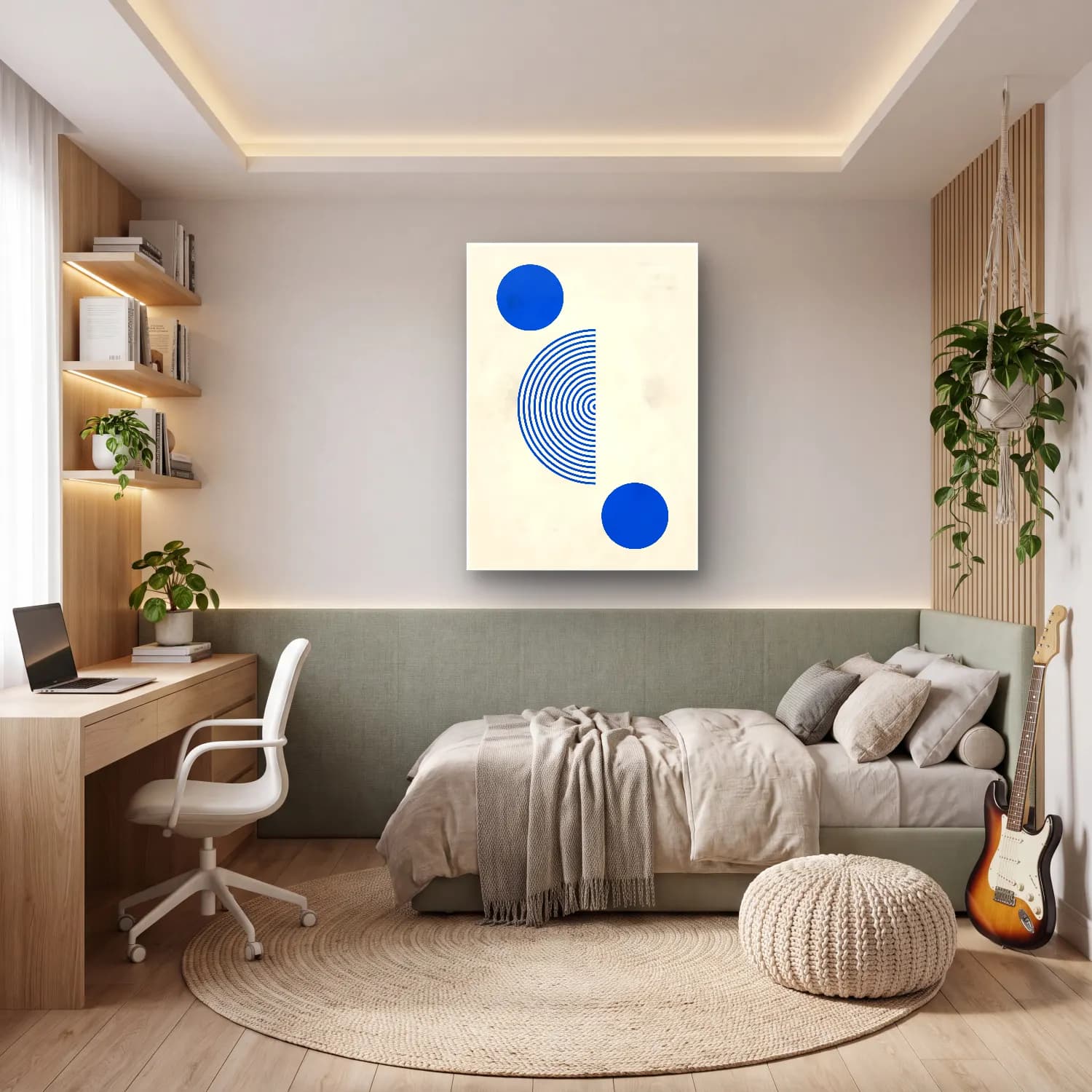 Bauhaus Geometrik Daireler No. 10 cam tablo — genç odasında