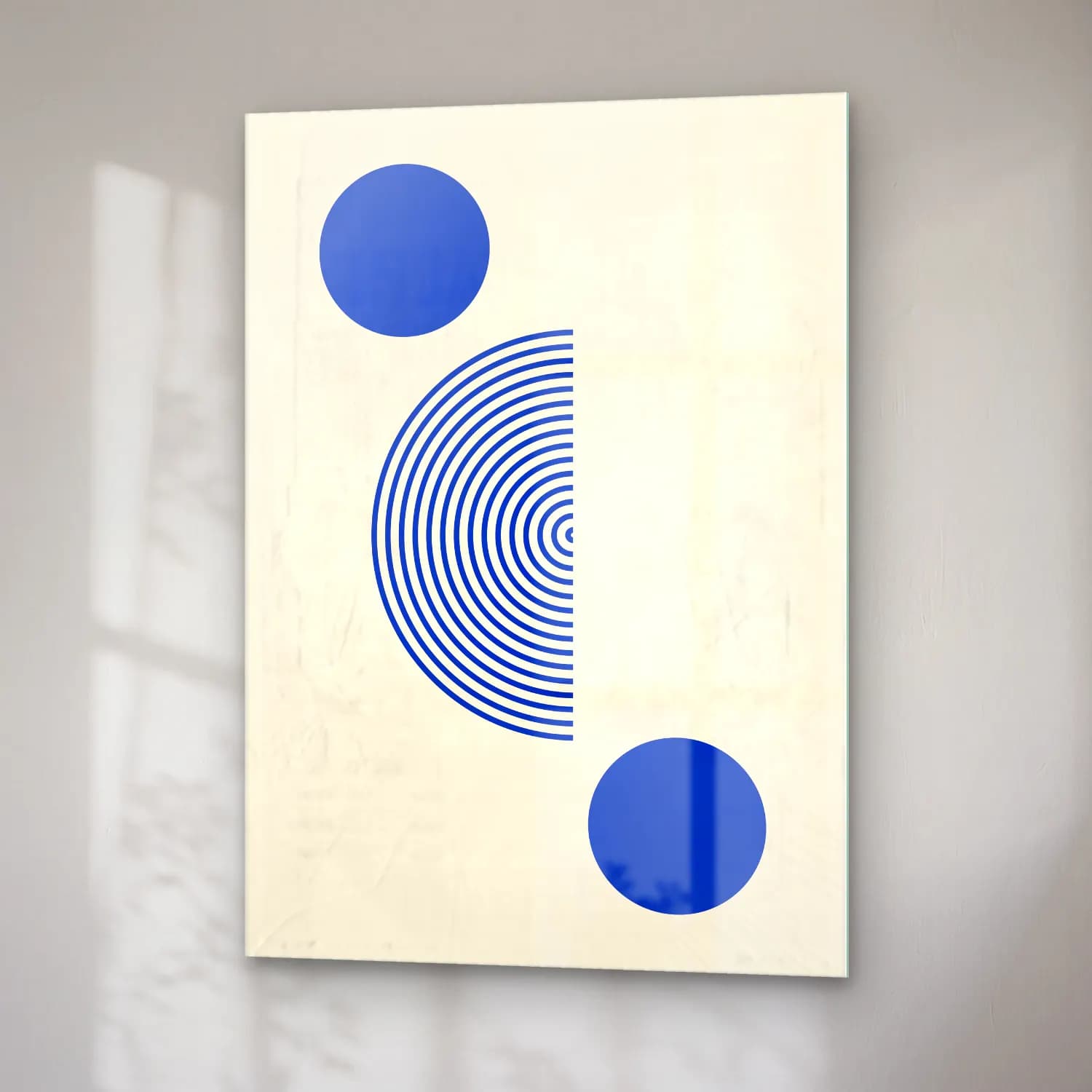 Bauhaus Geometrik Daireler No. 10 cam tablo — sağ açıdan görünüm