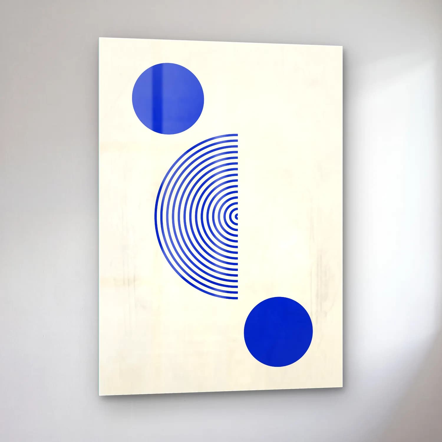 Bauhaus Geometrik Daireler No. 10 cam tablo — sol açıdan görünüm
