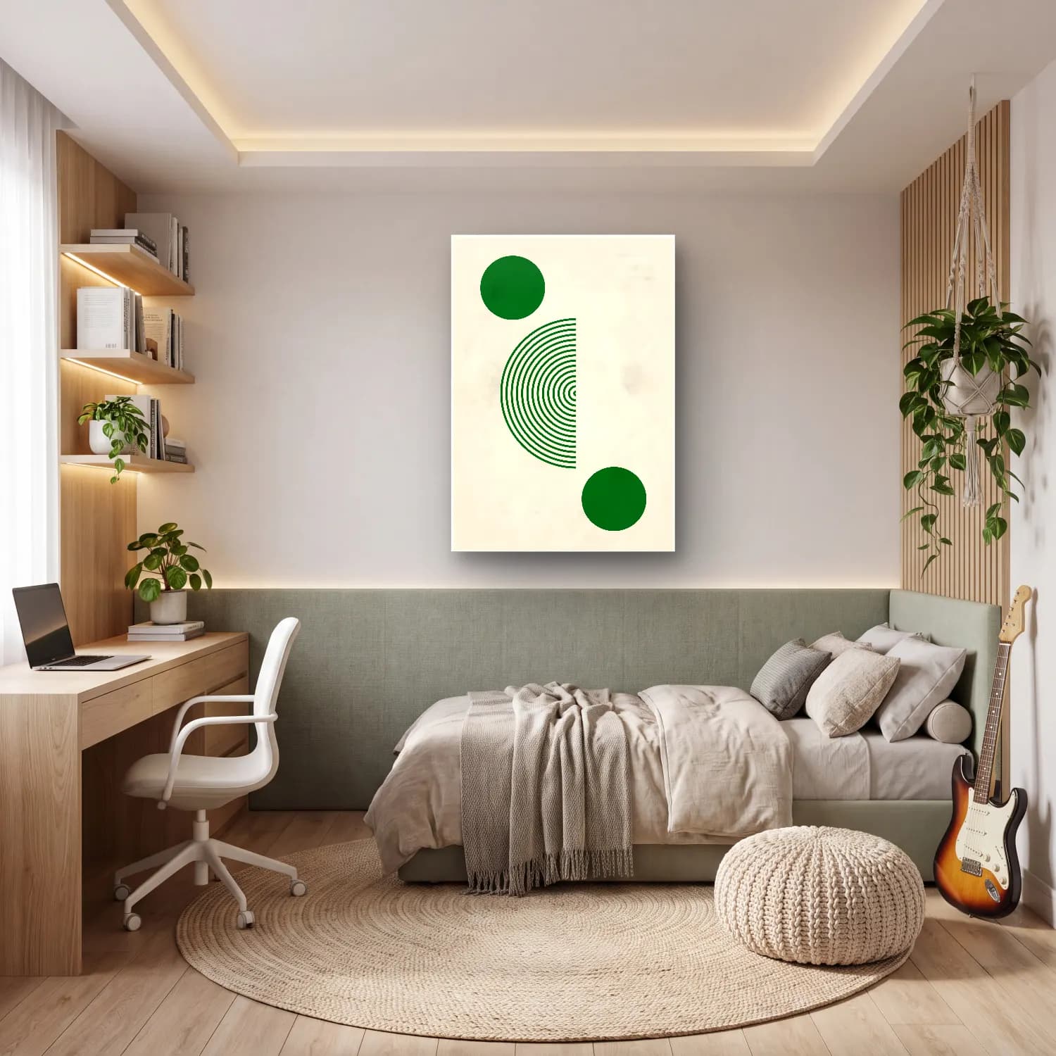 Bauhaus Geometrik Daireler No. 11 cam tablo — genç odasında