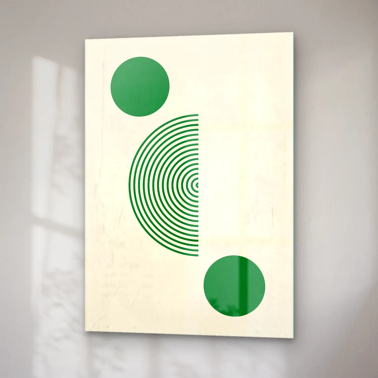 Bauhaus Geometrik Daireler No. 11 cam tablo — sağ açıdan görünüm