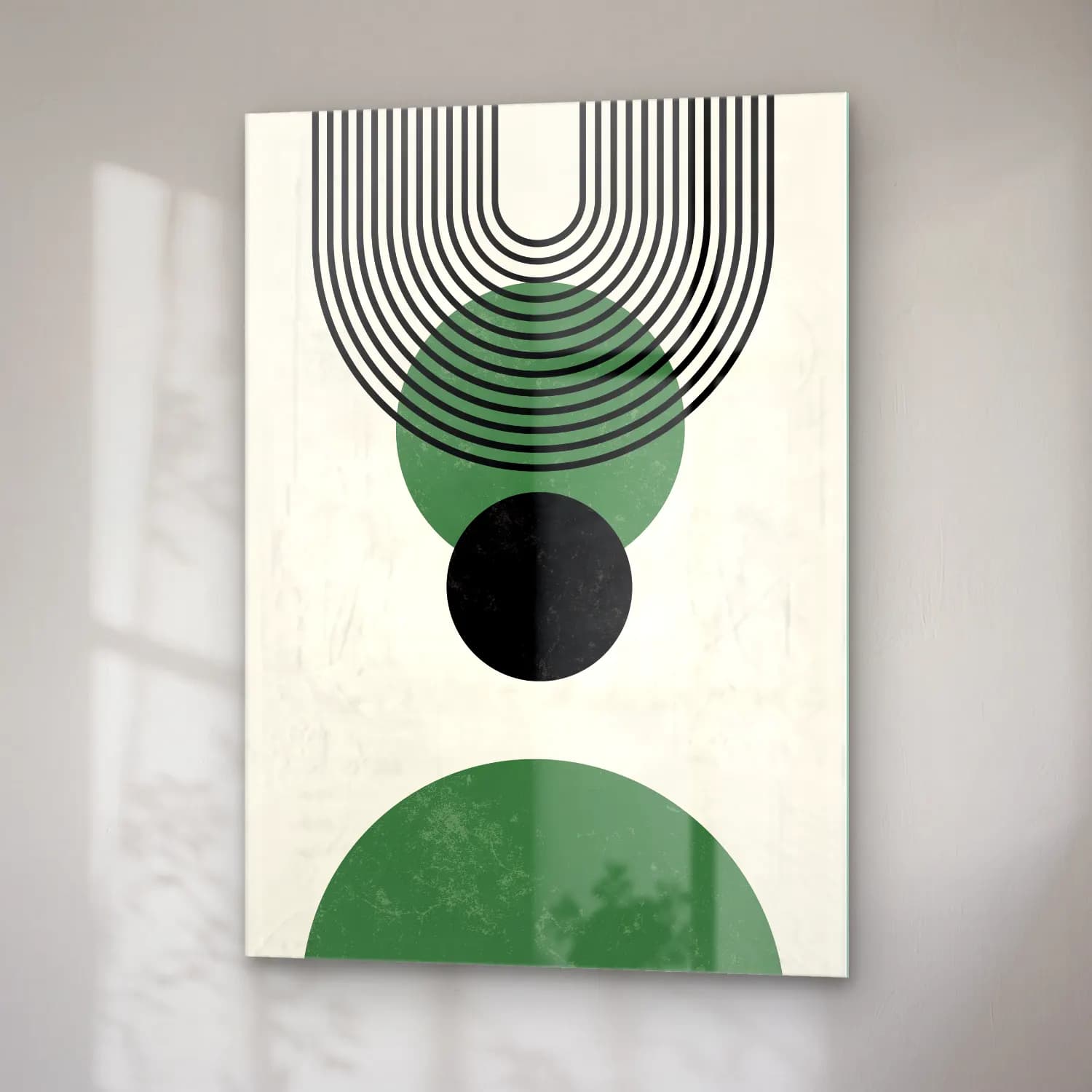 Bauhaus Geometrik Daireler No. 13 cam tablo — sağ açıdan görünüm
