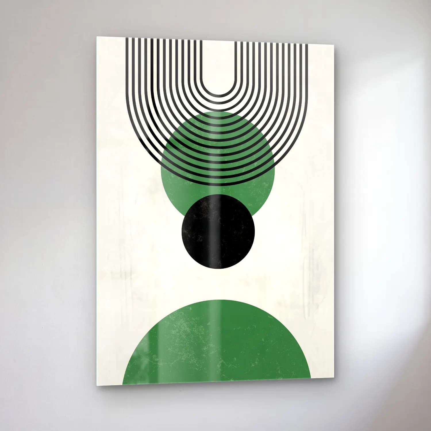 Bauhaus Geometrik Daireler No. 13 cam tablo — sol açıdan görünüm