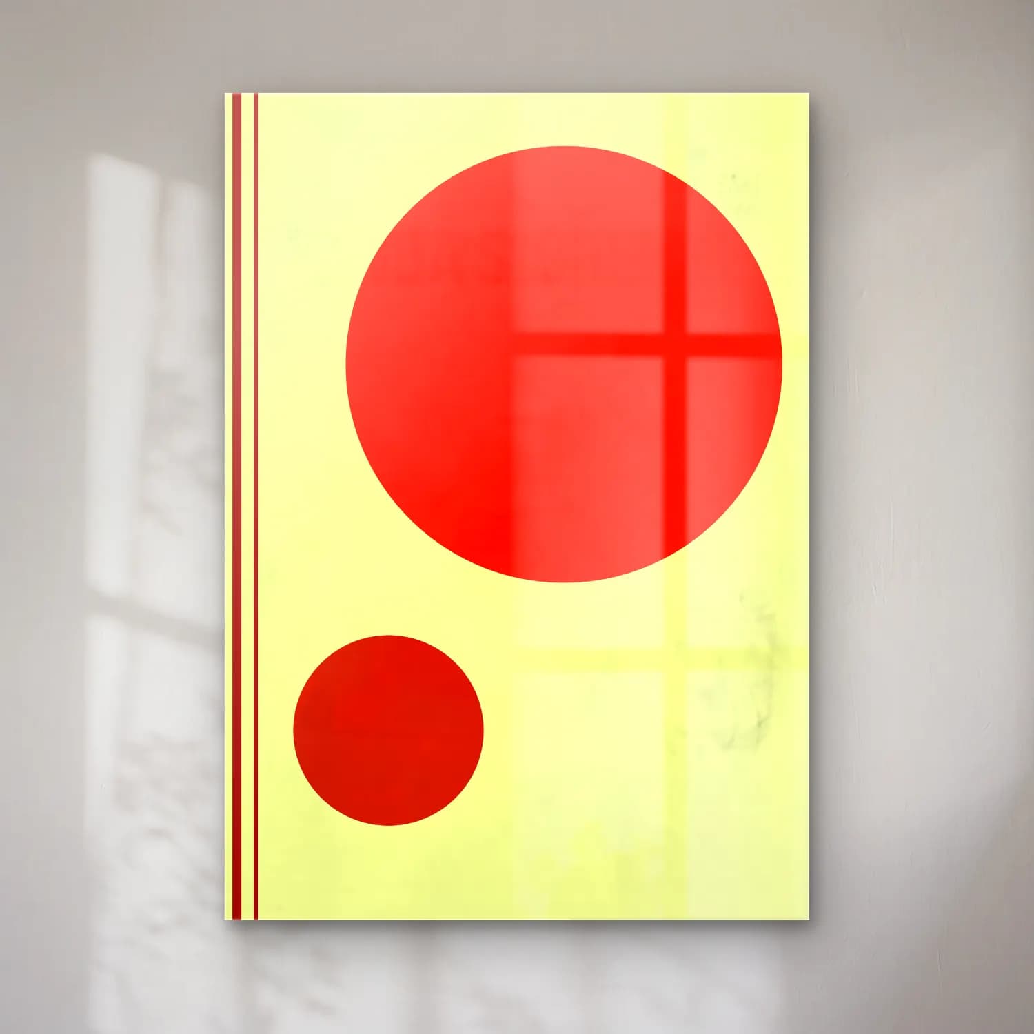 Bauhaus Geometrik Daireler – Kırmızı Tonlar cam tablo — Bauhaus Geometrik Daireler – Kırmızı Tonlar — bauhaus geometrik daireler