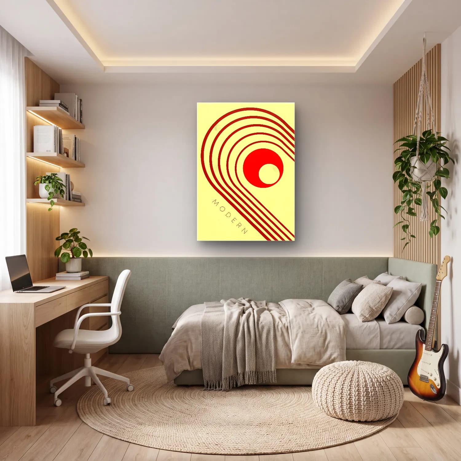 Bauhaus Geometrik Daireler No. 16 cam tablo — genç odasında
