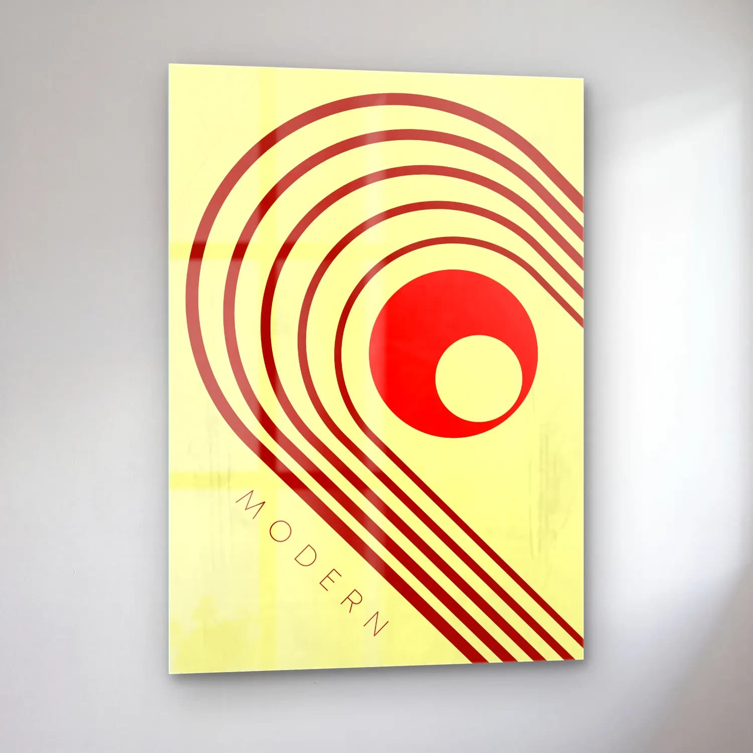 Bauhaus Geometrik Daireler No. 16 cam tablo — sol açıdan görünüm