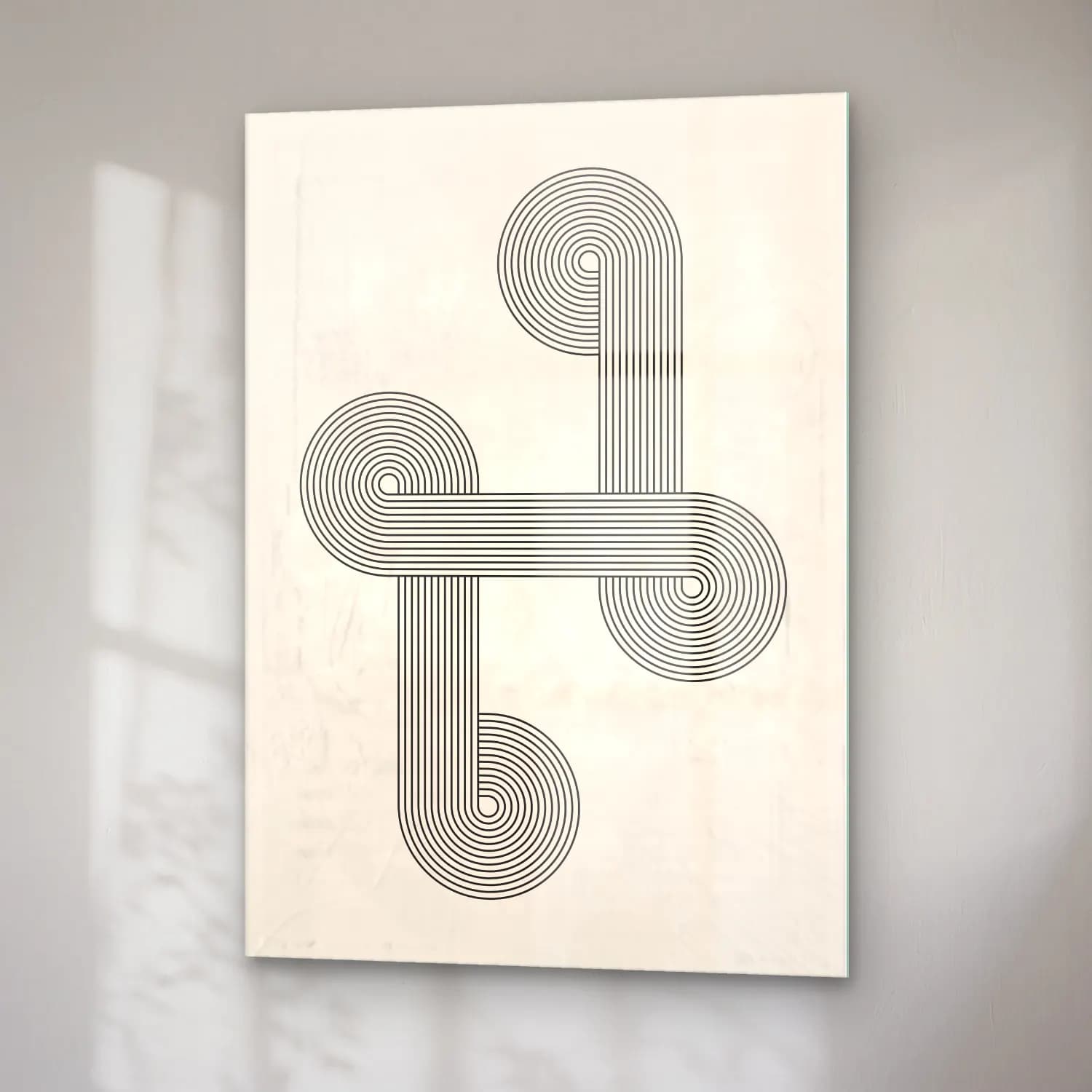 Çizgi Sanatı Geometrik Daireler No. 8 cam tablo — sağ açıdan görünüm