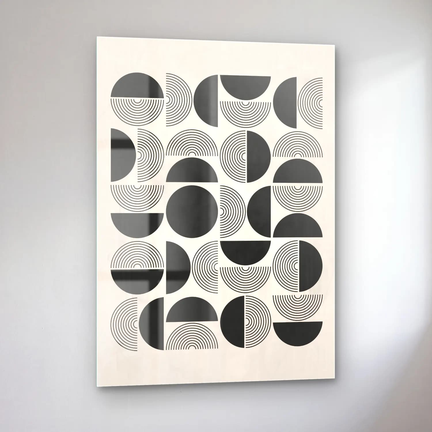 Bauhaus Geometrik Daireler No. 17 cam tablo — sol açıdan görünüm