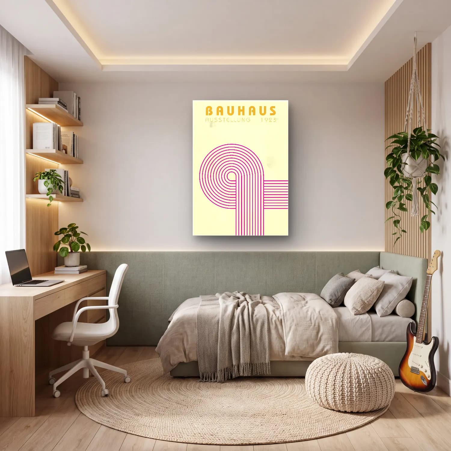 Bauhaus Plak – Pembe Tonlar cam tablo — genç odasında