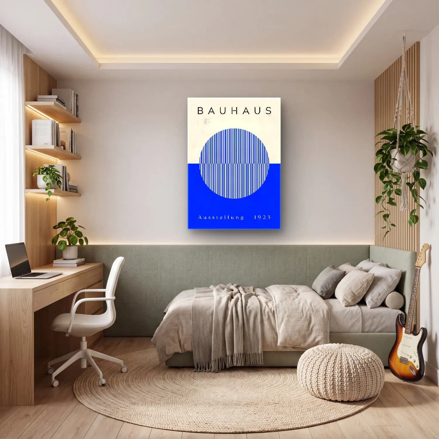 Bauhaus Geometrik Daireler No. 29 cam tablo — genç odasında