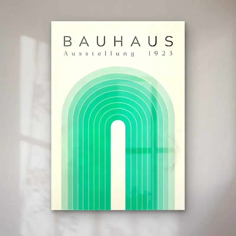 Bauhaus Soyut Kemer – Turkuaz Tonlar cam tablo — Bauhaus Soyut Kemer – Turkuaz Tonlar — bauhaus soyut kemer