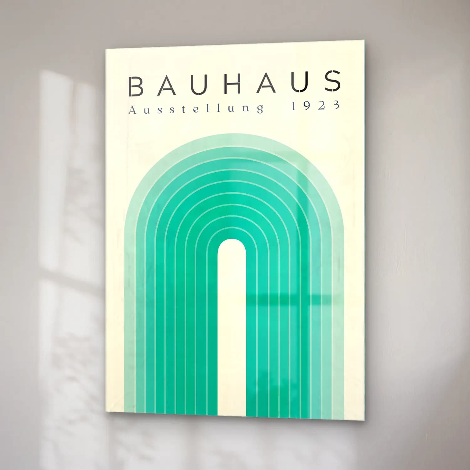 Bauhaus Soyut Kemer – Turkuaz Tonlar cam tablo — sağ açıdan görünüm