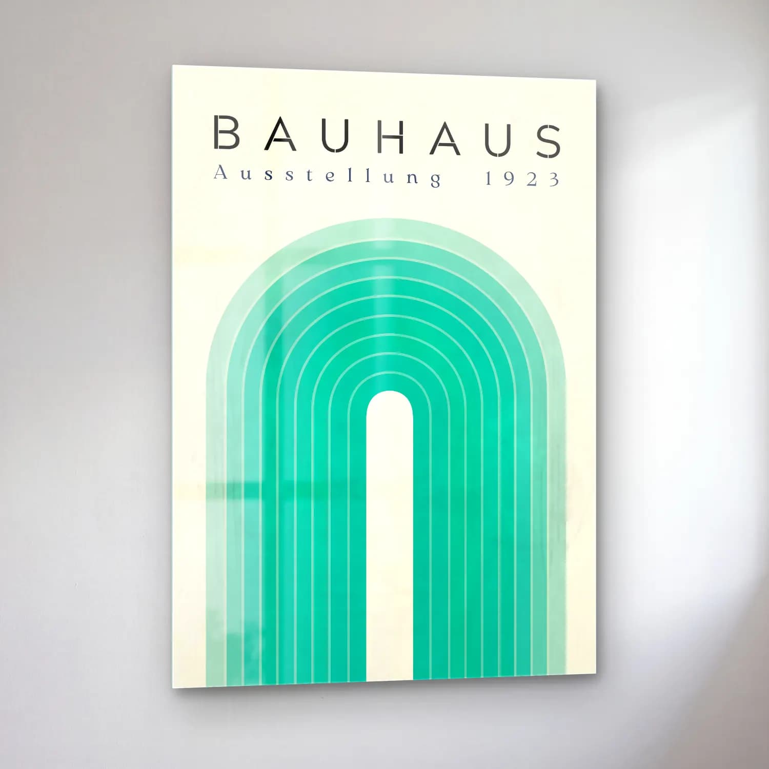 Bauhaus Soyut Kemer – Turkuaz Tonlar cam tablo — sol açıdan görünüm