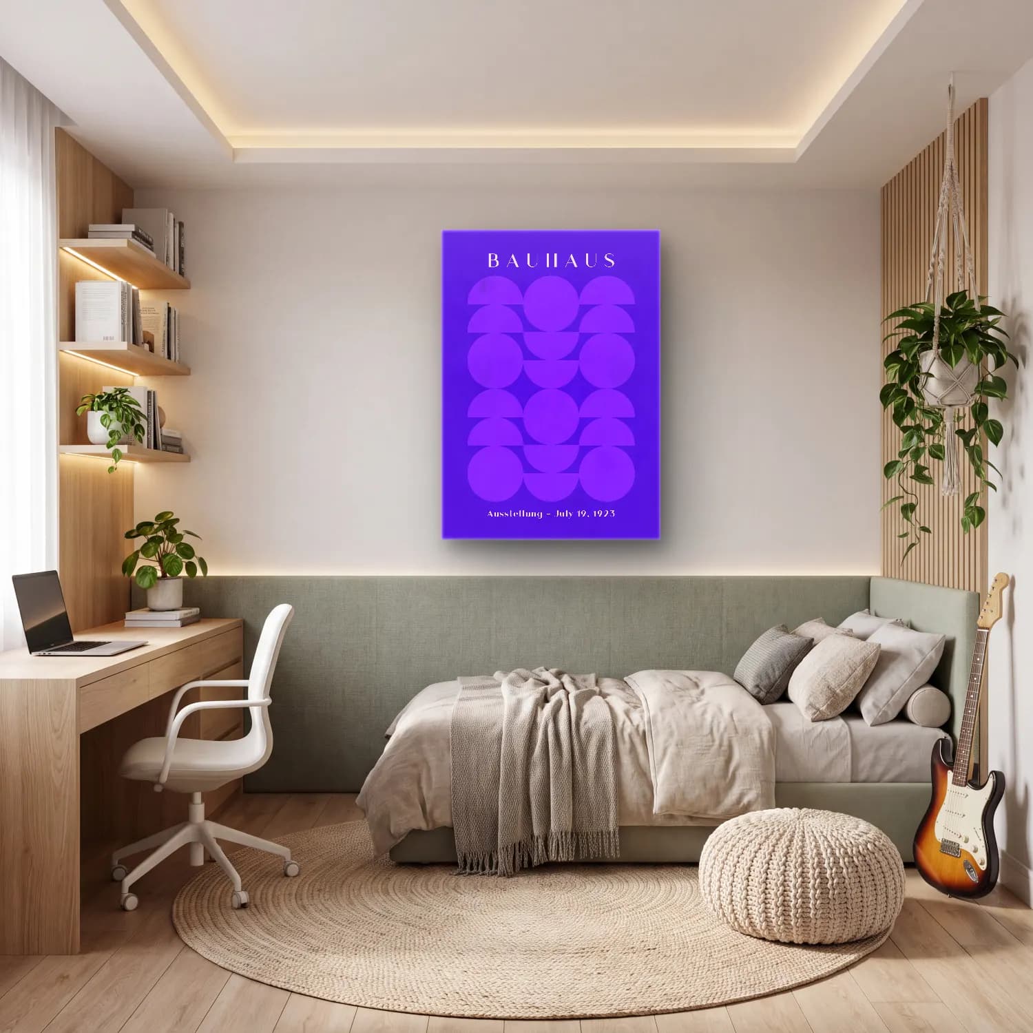 Bauhaus Geometrik Daireler No. 30 cam tablo — genç odasında
