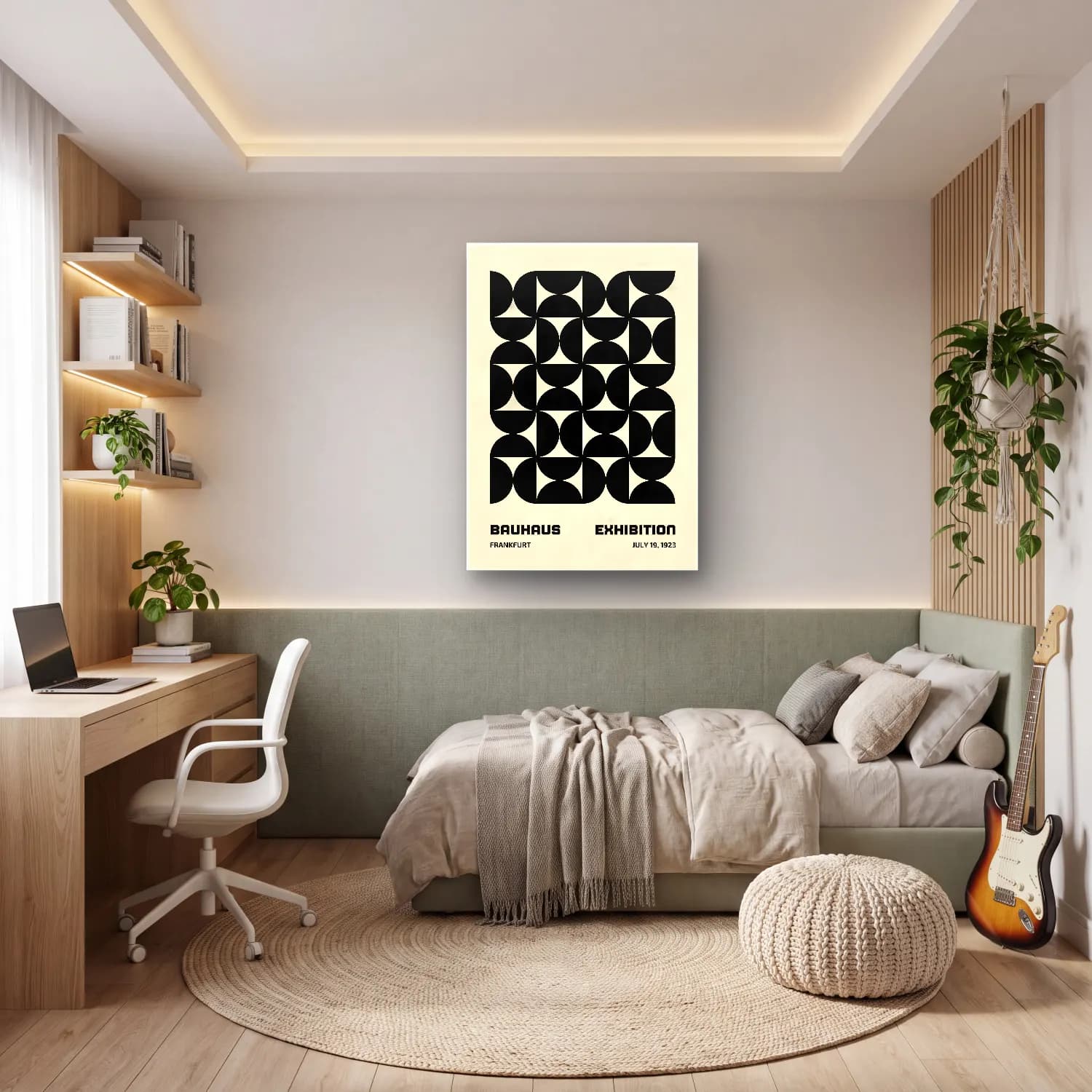 Retro Geometrik Daireler No. 13 cam tablo — genç odasında