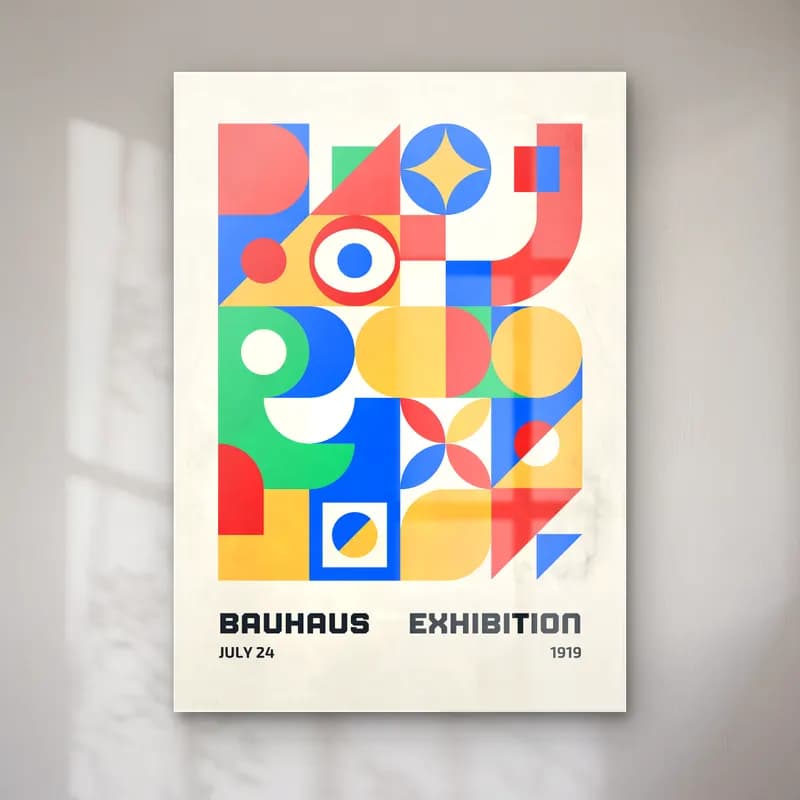 Bauhaus Soyut Formlar – Turuncu Tonlar cam tablo — Bauhaus Soyut Formlar – Turuncu Tonlar — bauhaus soyut formlar