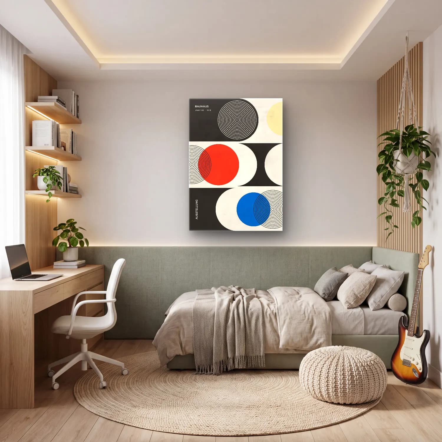 Bauhaus Geometrik Daireler No. 31 cam tablo — genç odasında