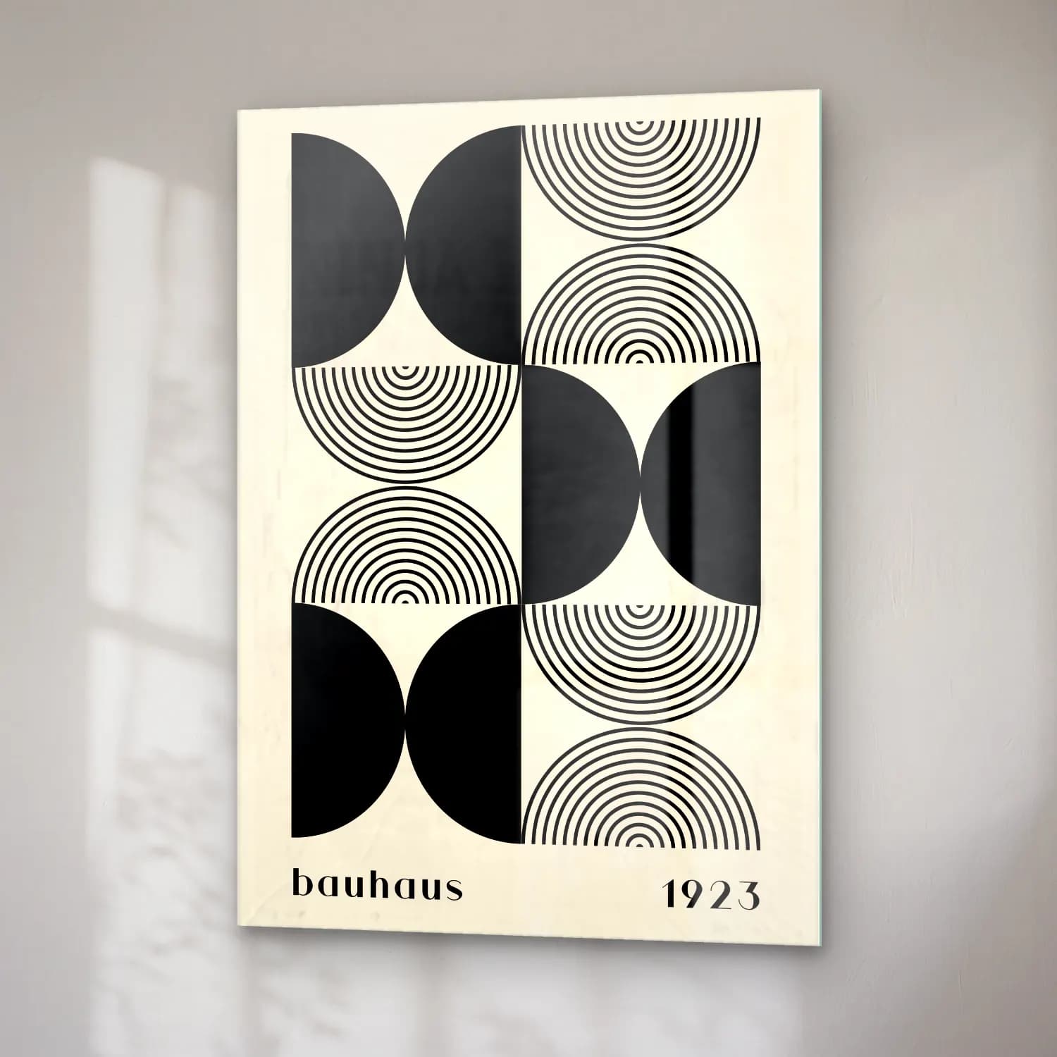 Retro Geometrik Daireler No. 14 cam tablo — sağ açıdan görünüm