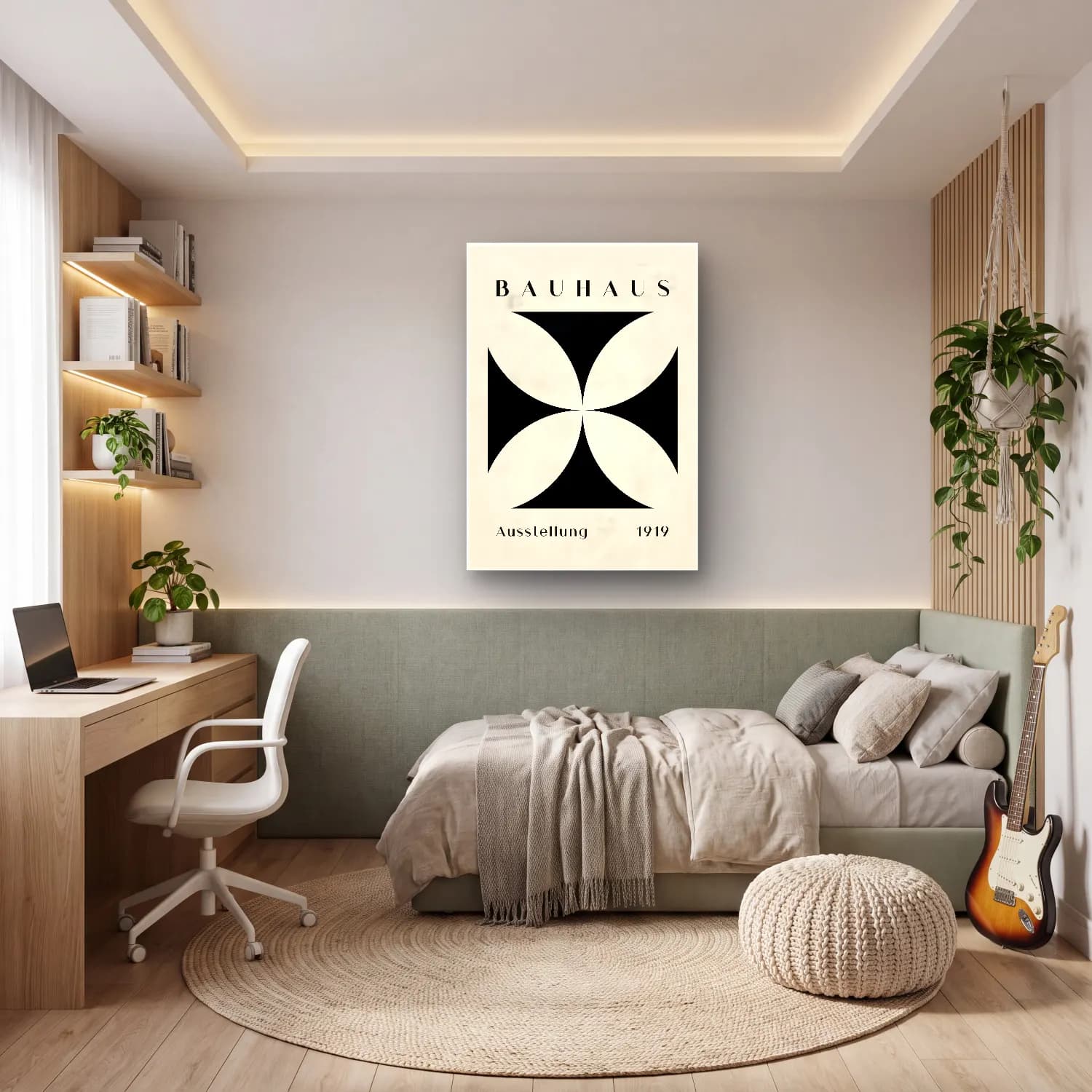 Bauhaus Geometrik Daireler No. 32 cam tablo — genç odasında