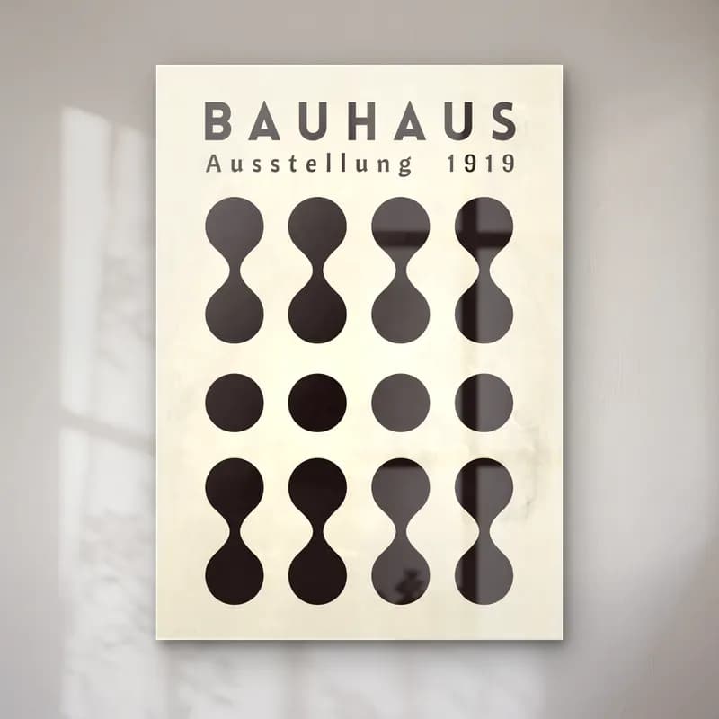 Bauhaus Soyut Formlar – Siyah Beyaz Tonlar cam tablo — Bauhaus Soyut Formlar – Siyah Beyaz Tonlar — bauhaus soyut formlar