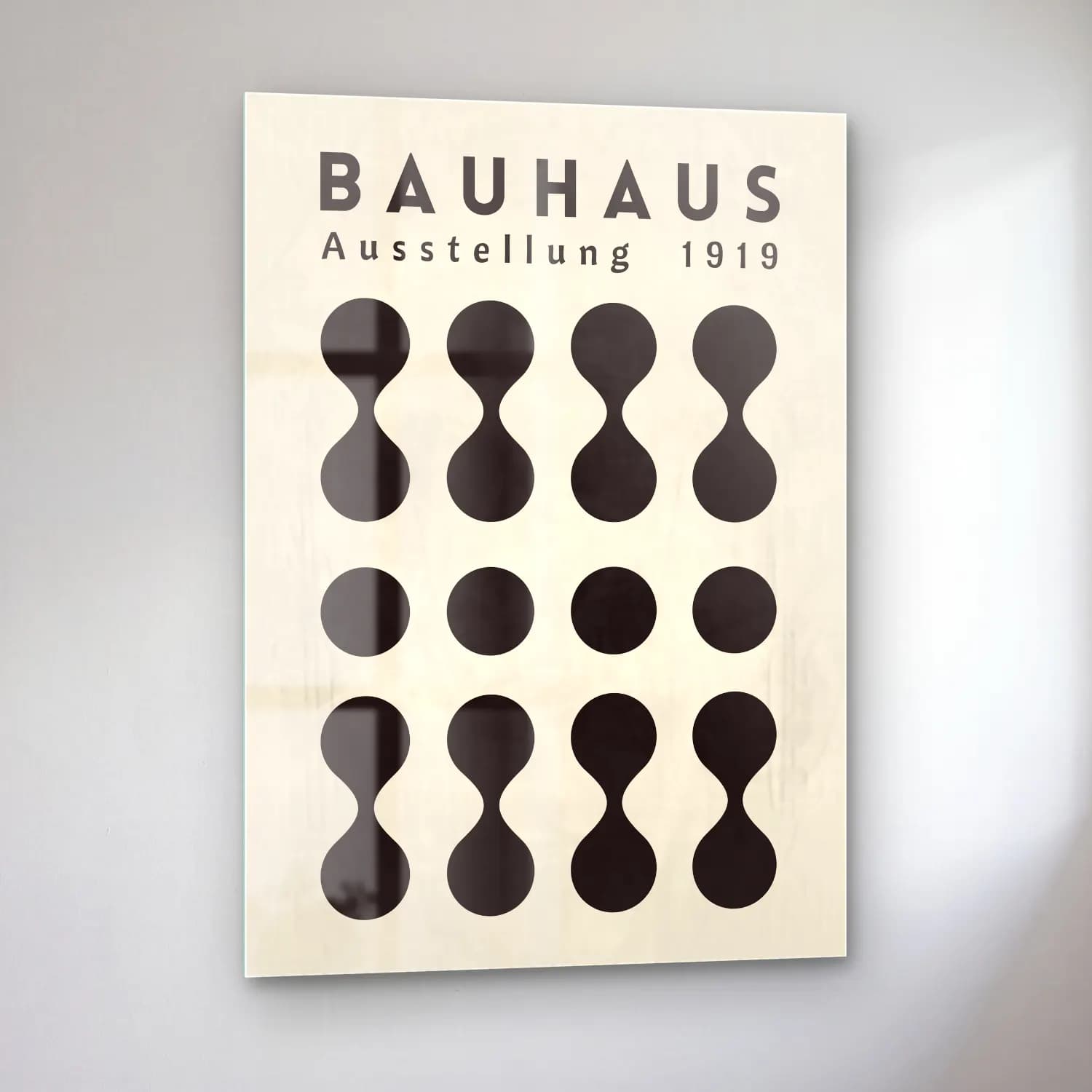 Bauhaus Soyut Formlar – Siyah Beyaz Tonlar cam tablo — sol açıdan görünüm