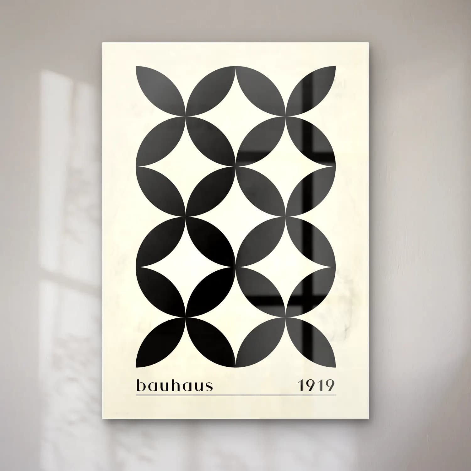 Siyah Beyaz Geometrik Daireler No. 4 cam tablo — Siyah Beyaz Geometrik Daireler No. 4 — siyah beyaz geometrik daireler