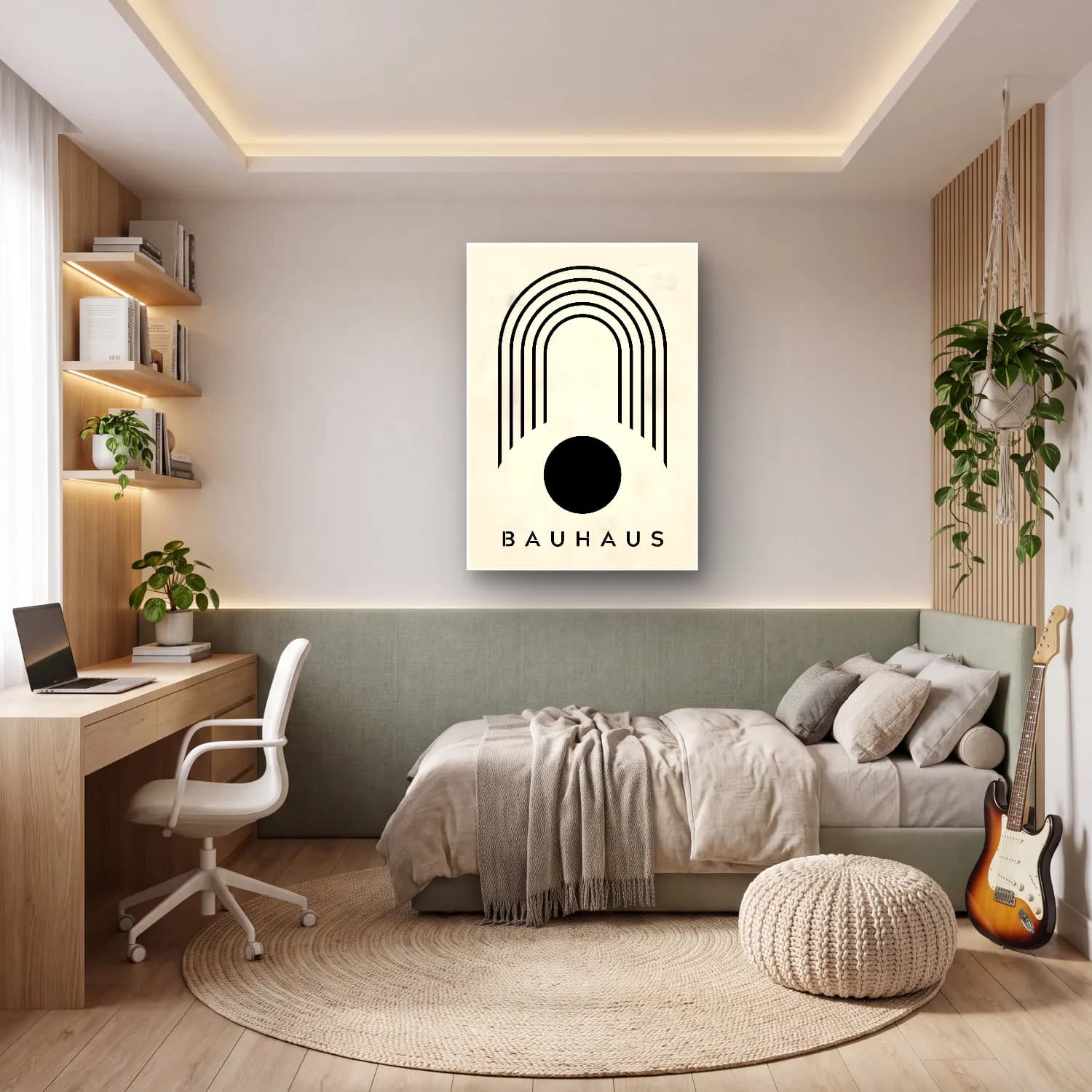 Bauhaus Soyut Kemer No. 11 cam tablo — genç odasında