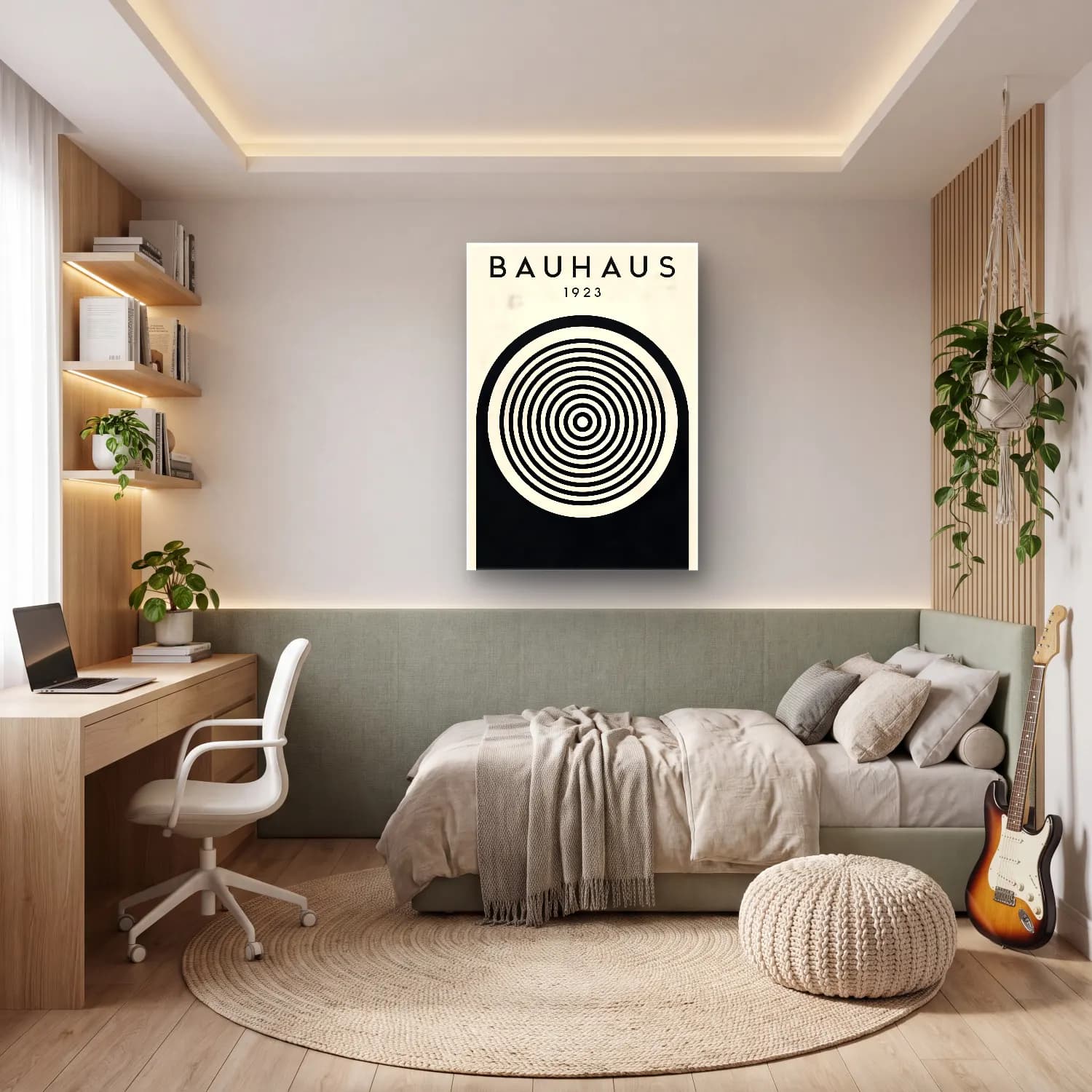 Bauhaus Geometrik Daireler No. 33 cam tablo — genç odasında