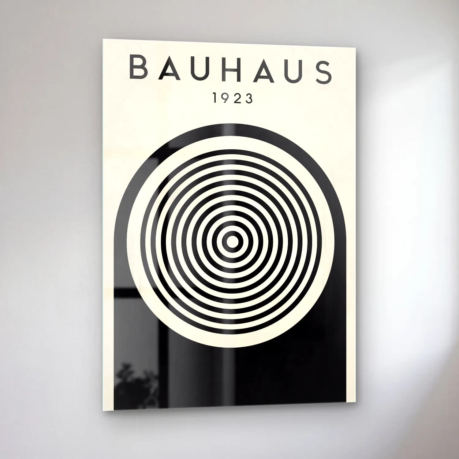 Bauhaus Geometrik Daireler No. 33 cam tablo — sol açıdan görünüm