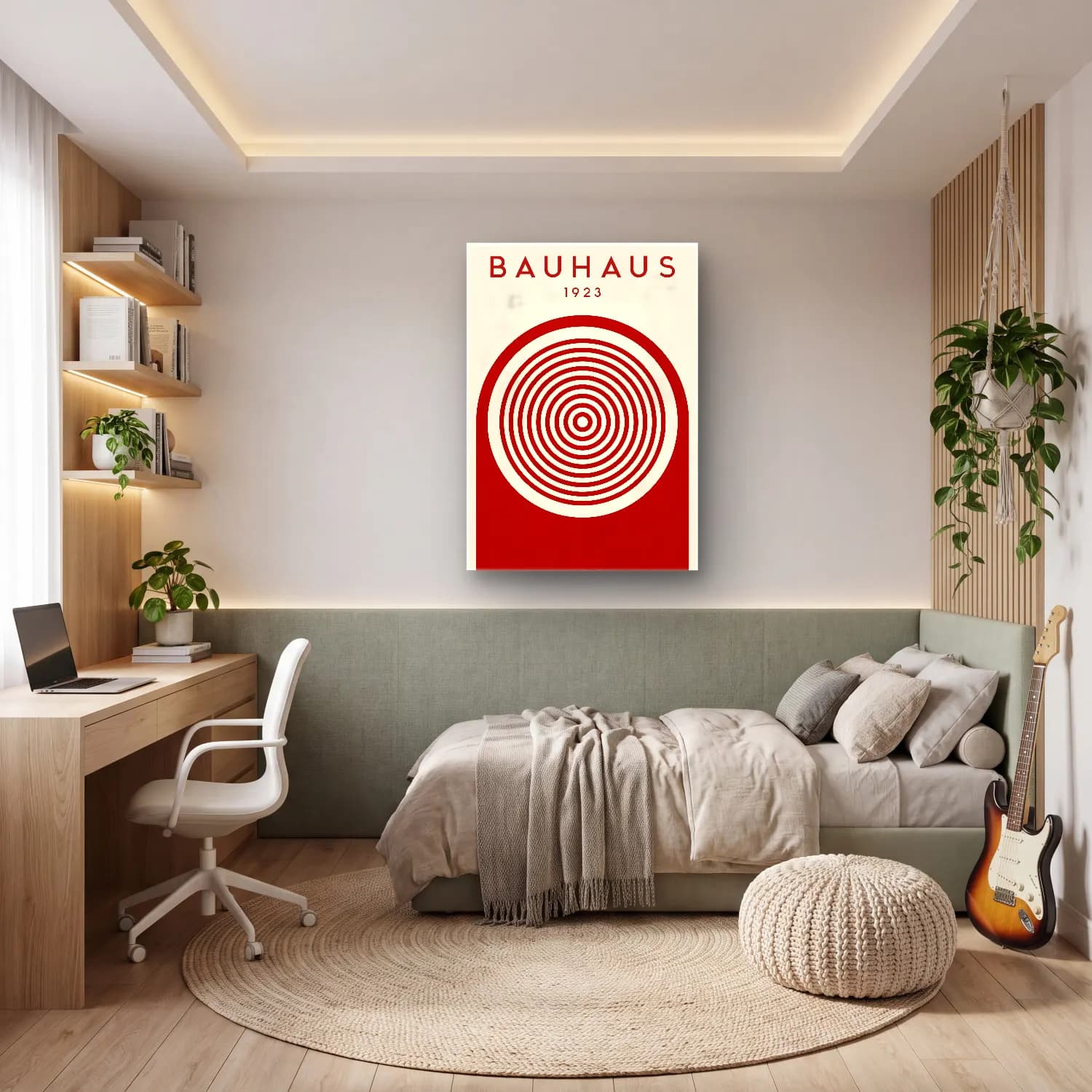 Bauhaus Geometrik Daireler No. 34 cam tablo — genç odasında