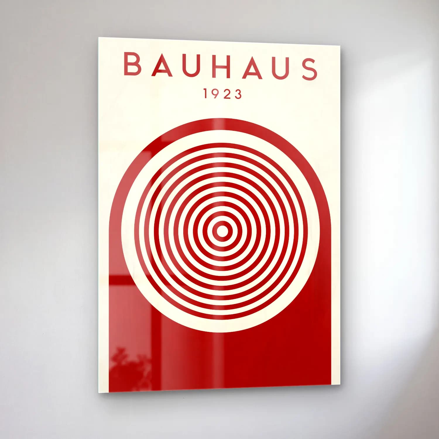 Bauhaus Geometrik Daireler No. 34 cam tablo — sol açıdan görünüm