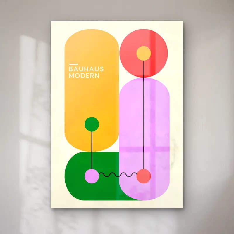 Bauhaus Geometrik Daireler – Pembe Tonlar cam tablo — Bauhaus Geometrik Daireler – Pembe Tonlar — bauhaus geometrik daireler