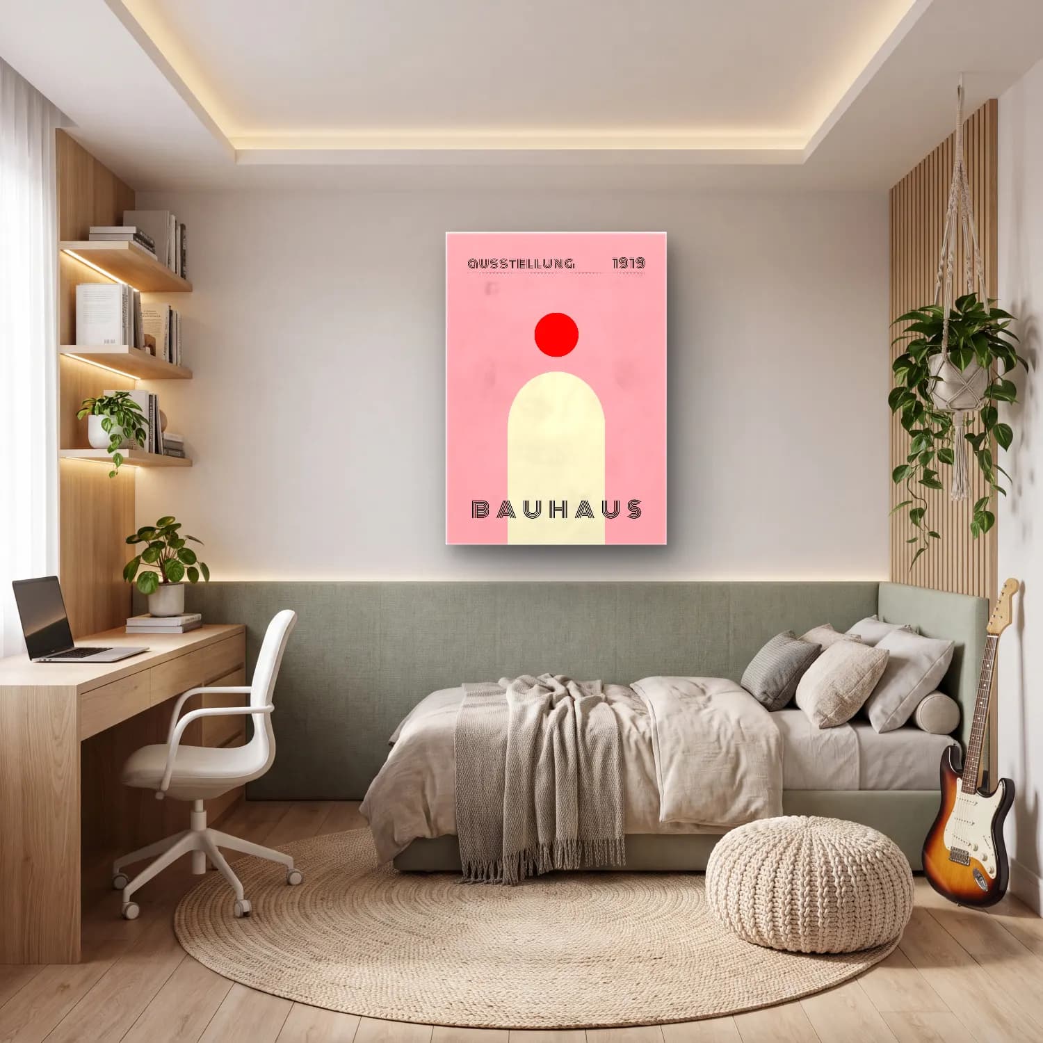 Bauhaus Soyut Kemer No. 12 cam tablo — genç odasında